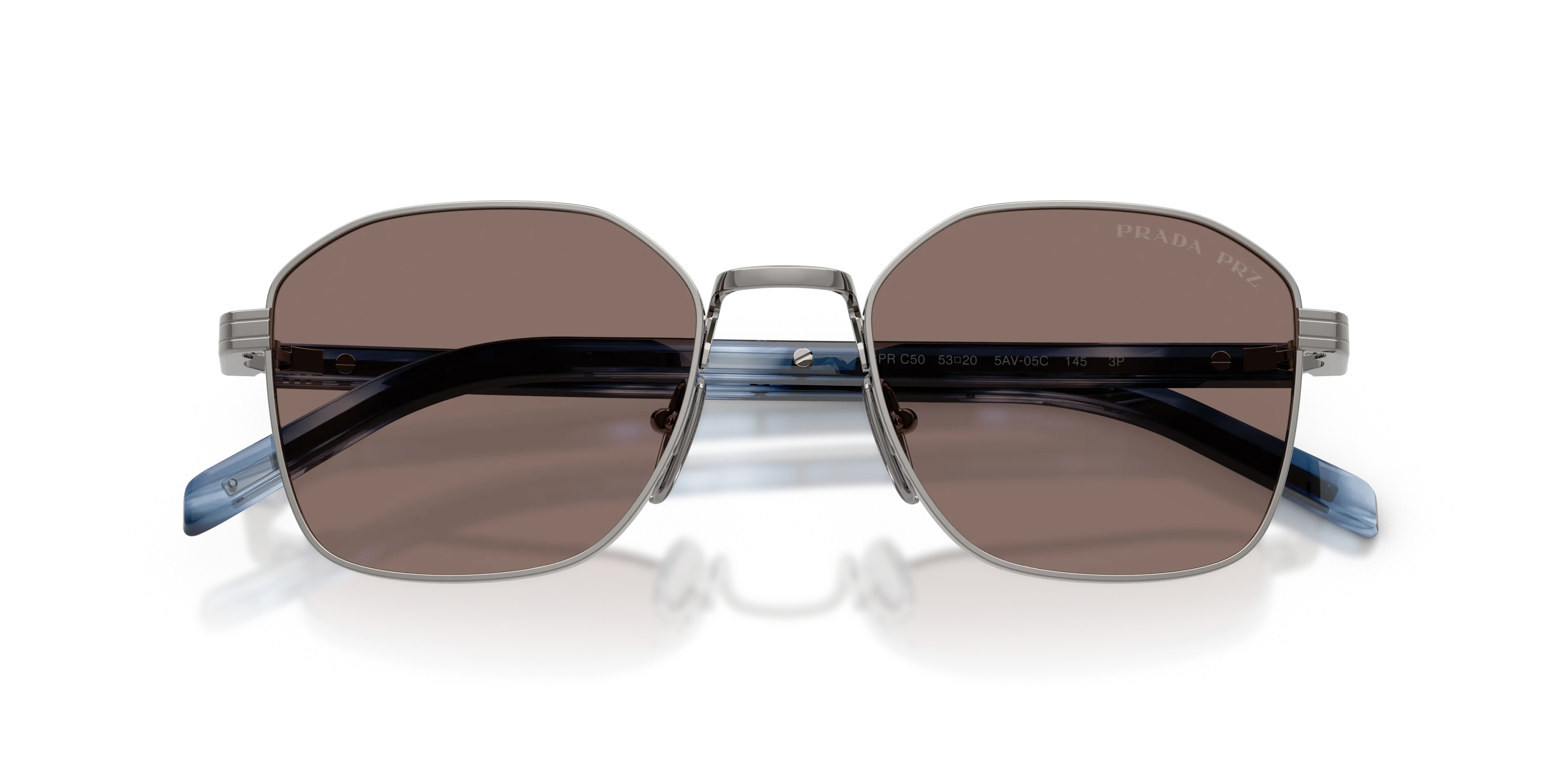 Prada PR C50S 5AV05C Occhiali da sole Acciaio Grigio [""] Squadrata Polarizzata - immagine 2