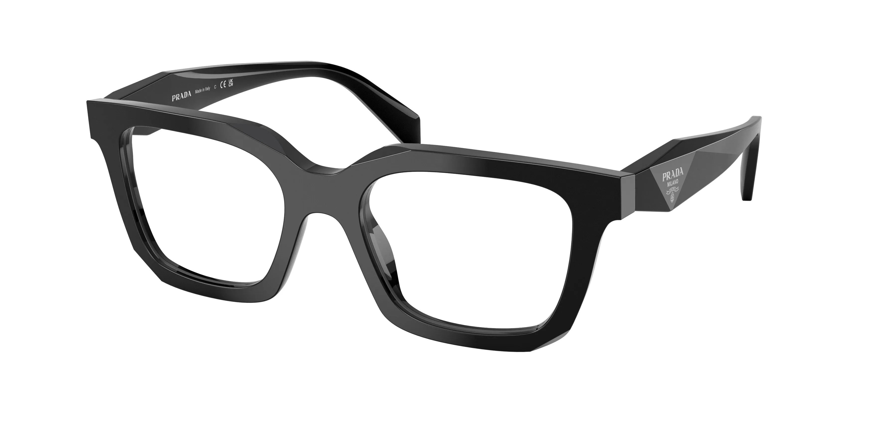 Prada PR C08V 16K1O1 Montature da vista Acetato Nero Geometrica Normale - immagine 1