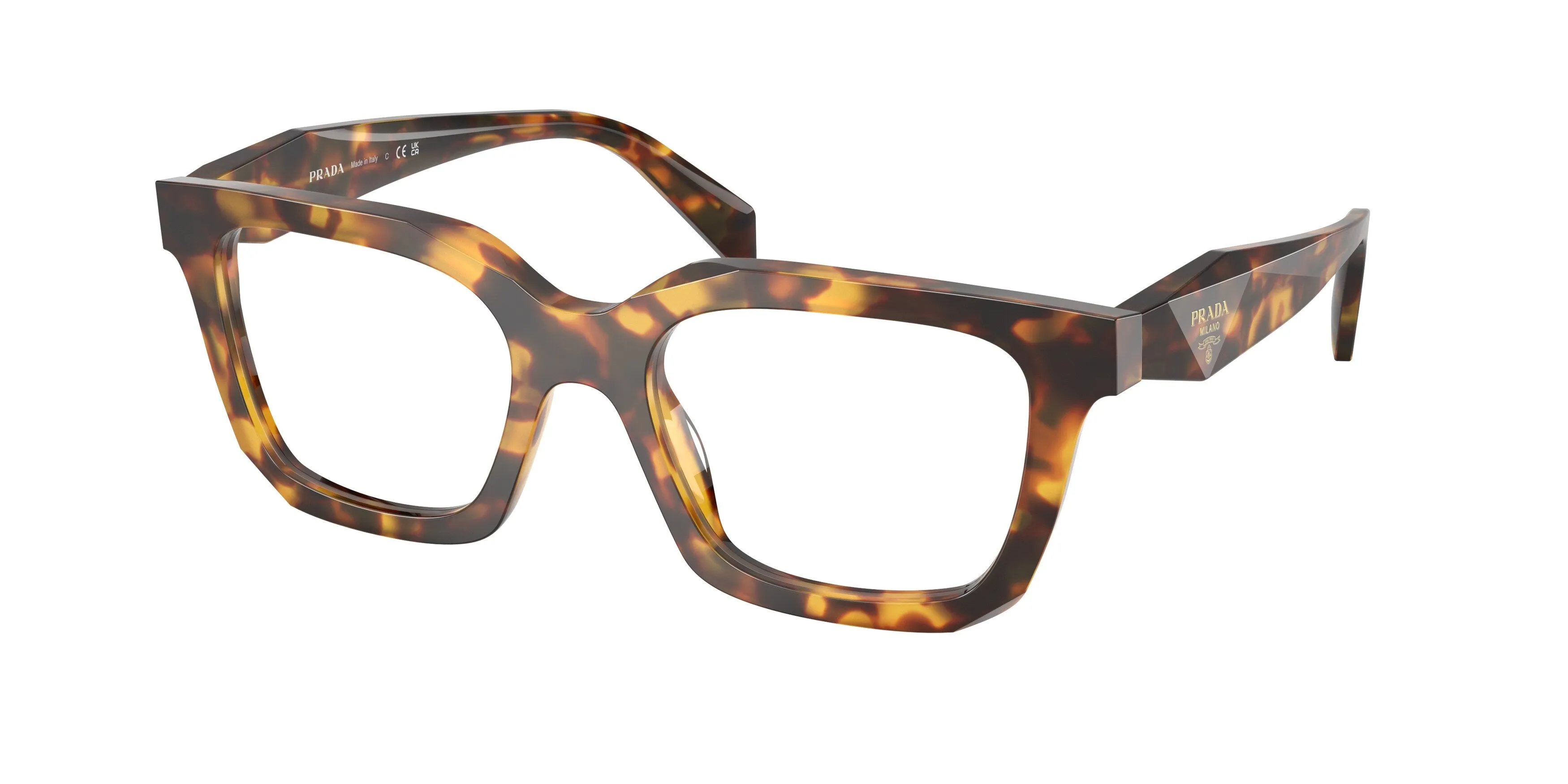 Prada PR C08V 14L1O1 Montature da vista Acetato Tartaruga Geometrica Normale - immagine 1