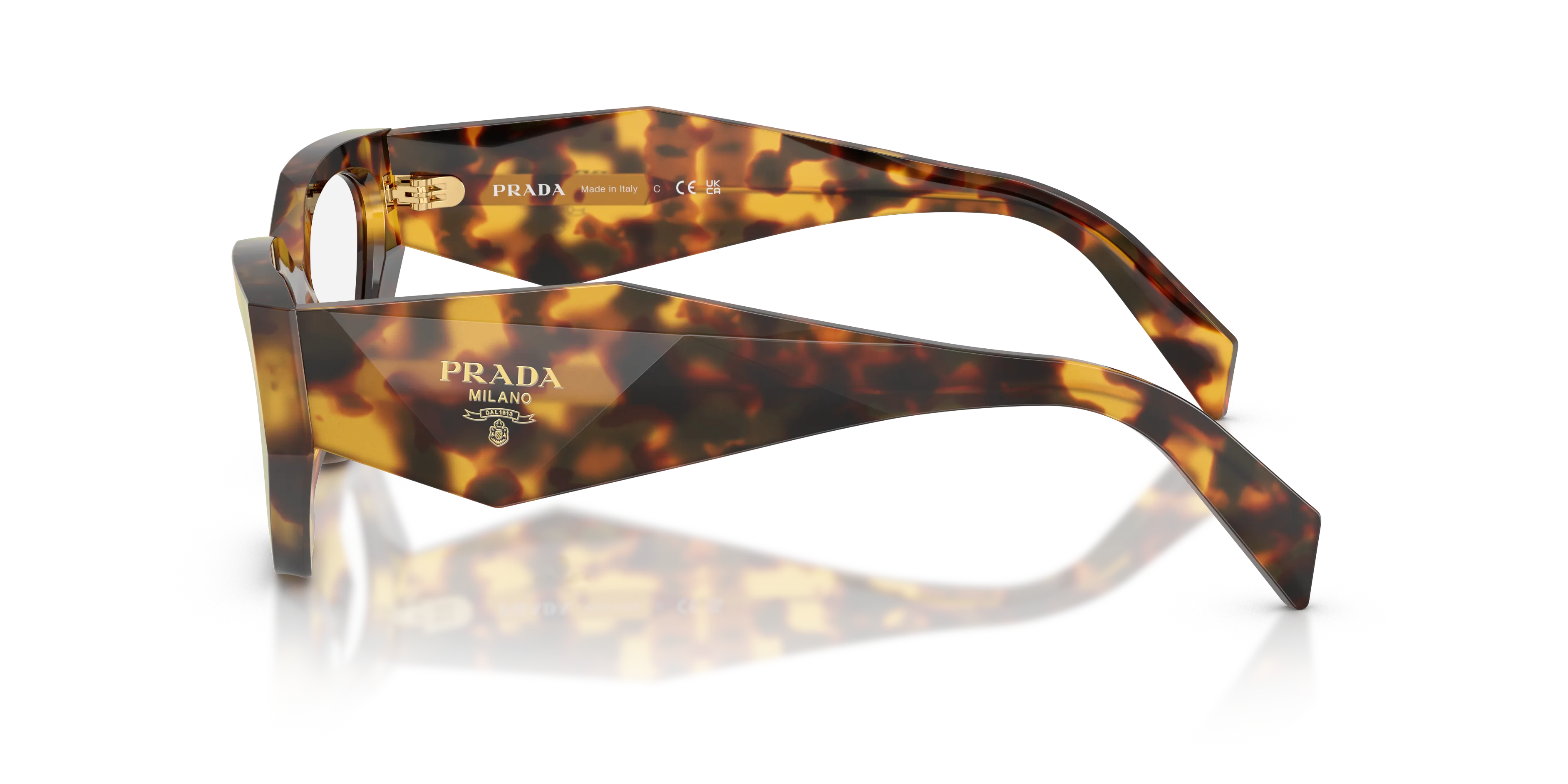 Prada PR C07V 14L1O1 Montature da vista Acetato Tartaruga Geometrica Normale - immagine 4