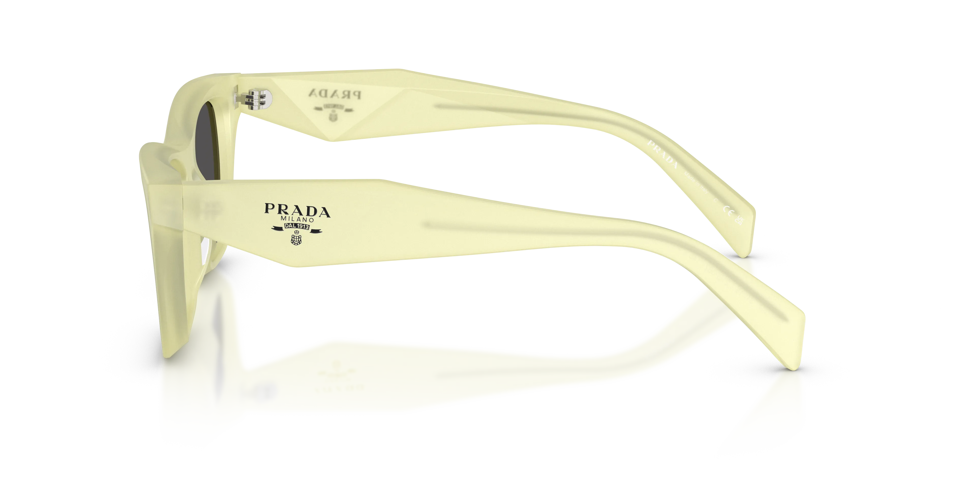 Prada PR C07S 21G08Z Occhiali da sole Acetato Giallo Grigio Farfalla Normale - immagine 4