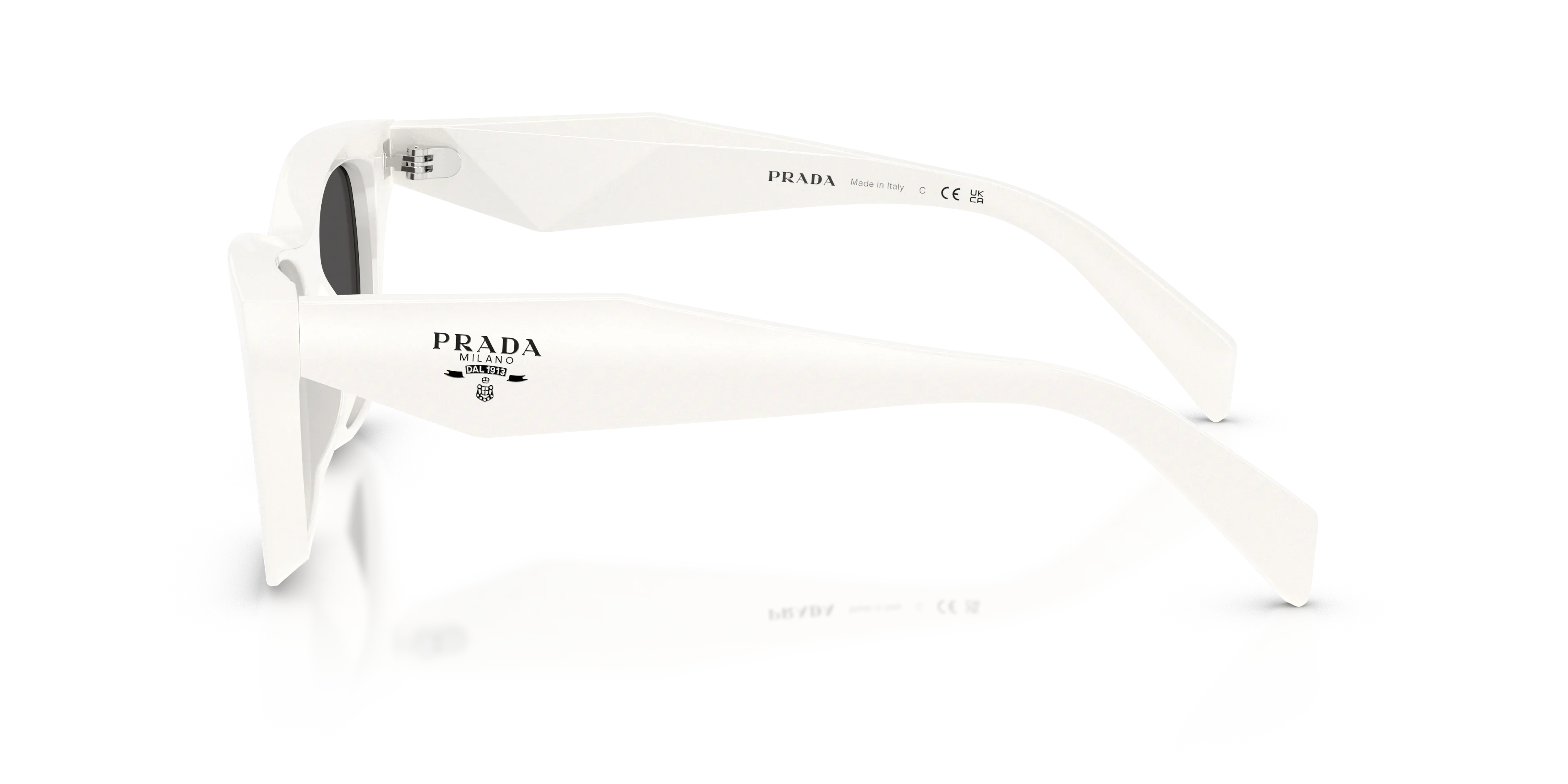 Prada PR C07S 17K08Z Occhiali da sole Acetato Bianco Grigio Farfalla Normale - immagine 4