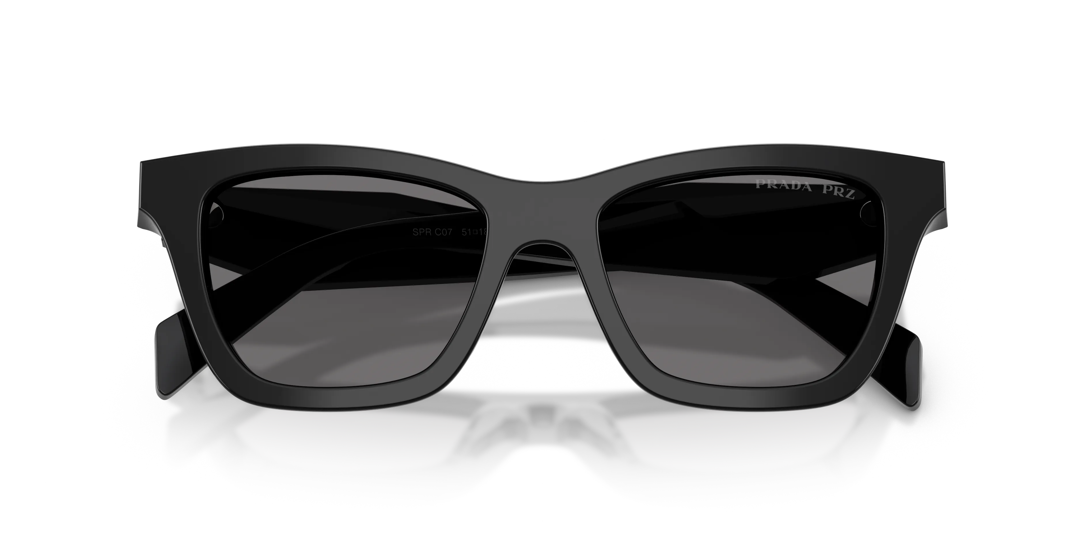 Prada PR C07S 16K90T Occhiali da sole Acetato Nero Grigio Farfalla Polarizzata - immagine 2