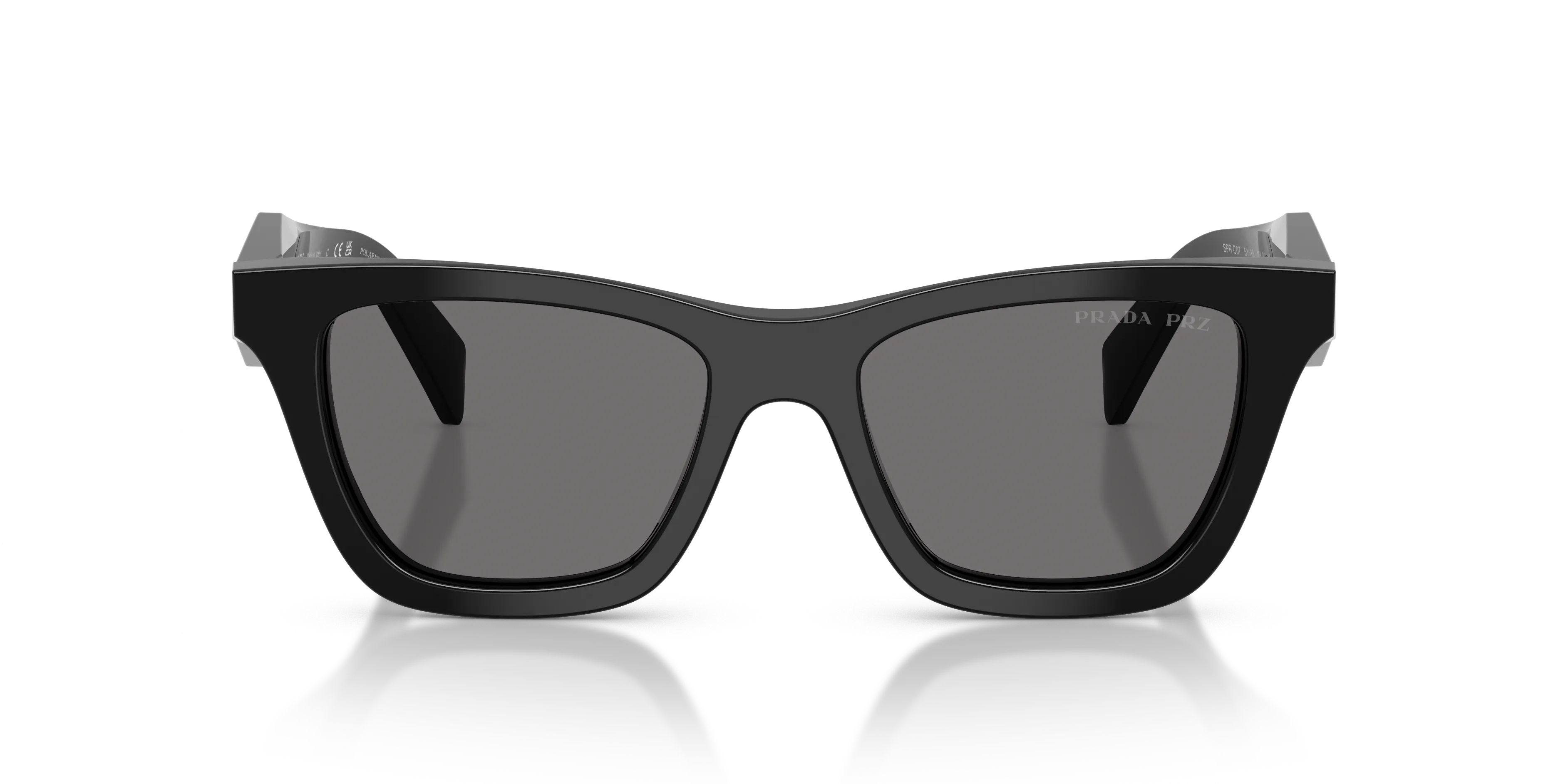 Prada PR C07S 16K90T Occhiali da sole Acetato Nero Grigio Farfalla Polarizzata - immagine 3