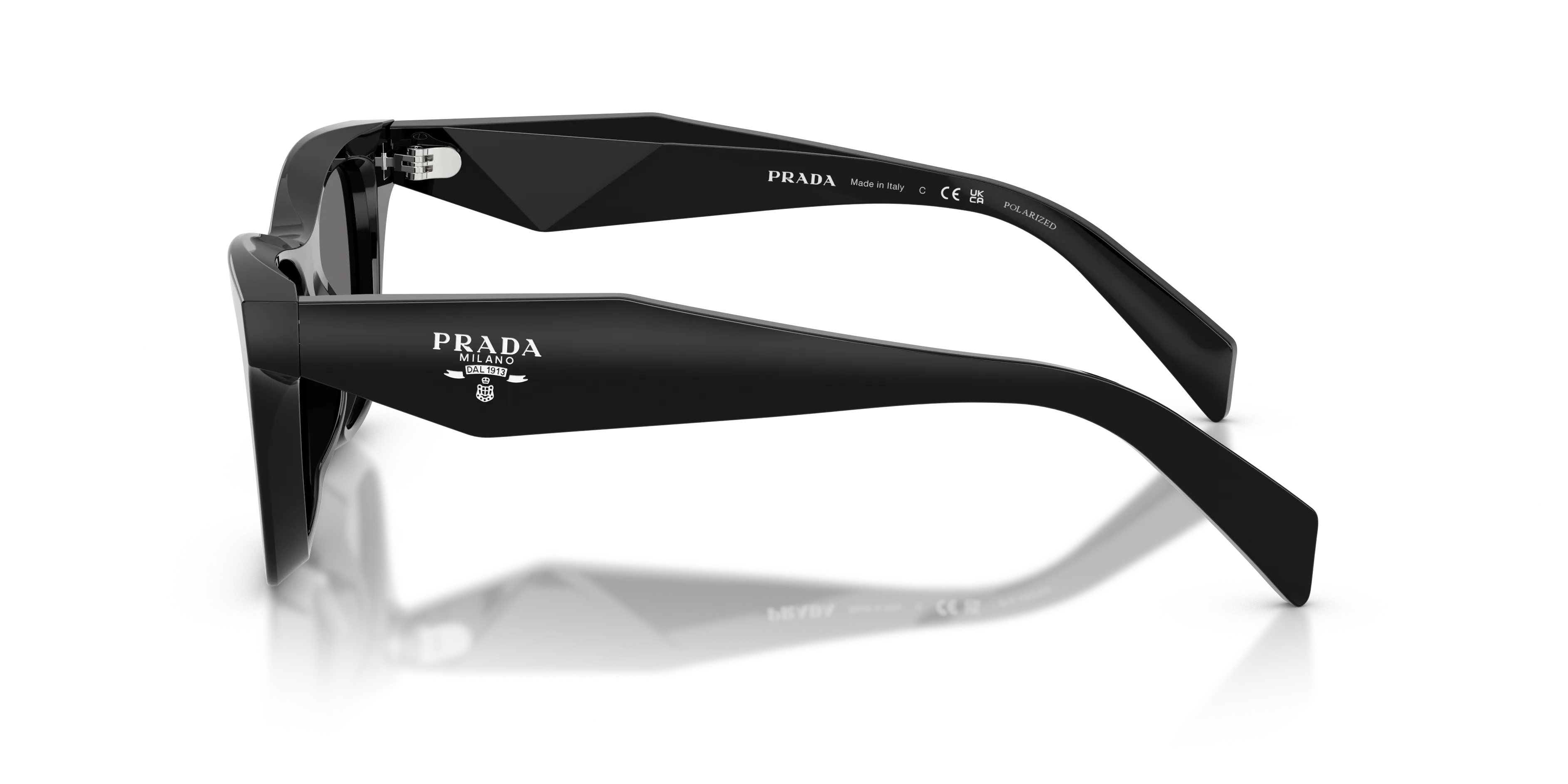 Prada PR C07S 16K90T Occhiali da sole Acetato Nero Grigio Farfalla Polarizzata - immagine 4
