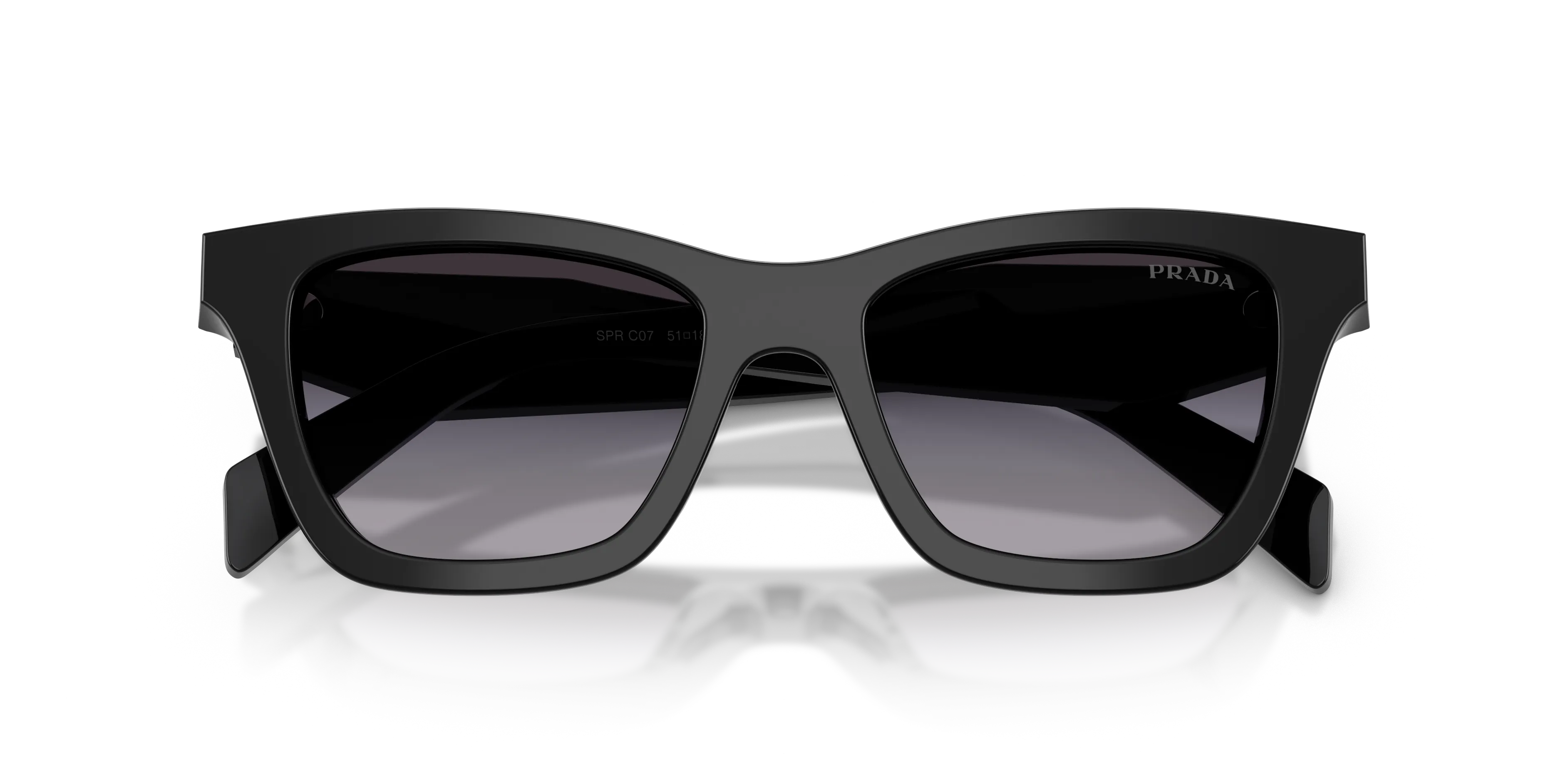 Prada PR C07S 16K90A Occhiali da sole Acetato Nero Grigio Farfalla Normale Sfumato - immagine 2
