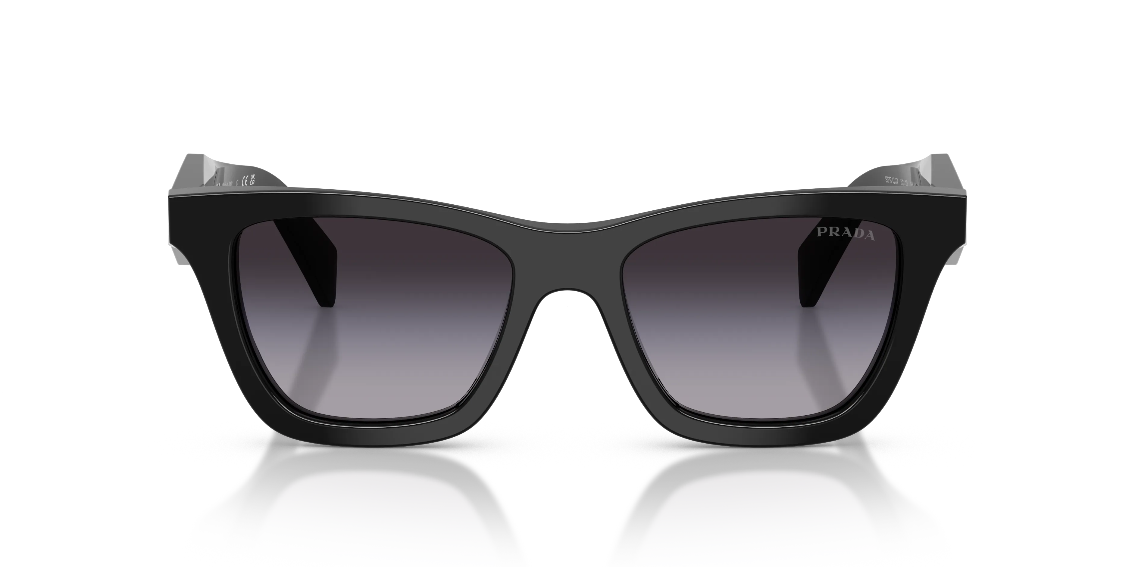 Prada PR C07S 16K90A Occhiali da sole Acetato Nero Grigio Farfalla Normale Sfumato - immagine 3