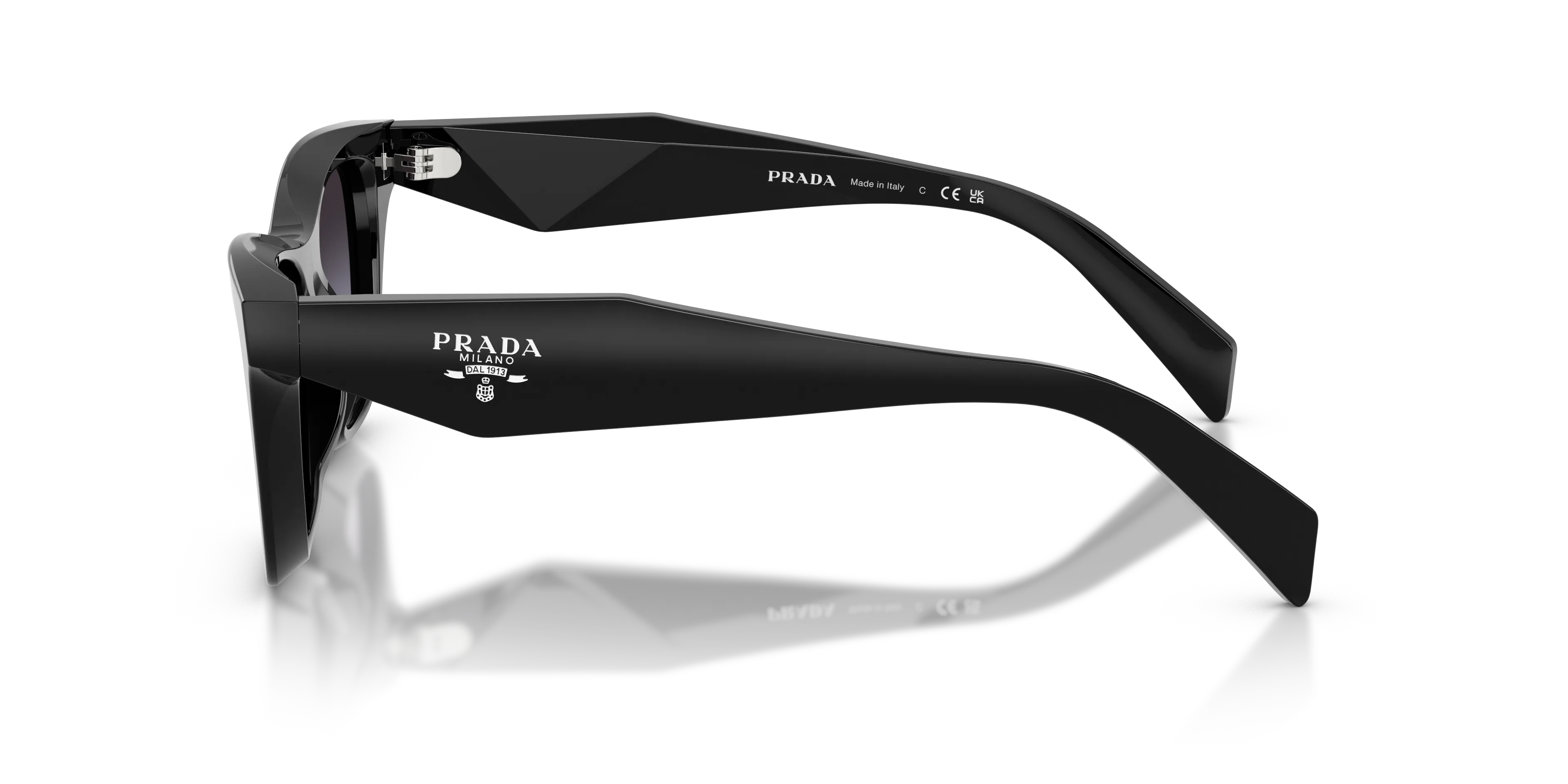 Prada PR C07S 16K90A Occhiali da sole Acetato Nero Grigio Farfalla Normale Sfumato - immagine 4