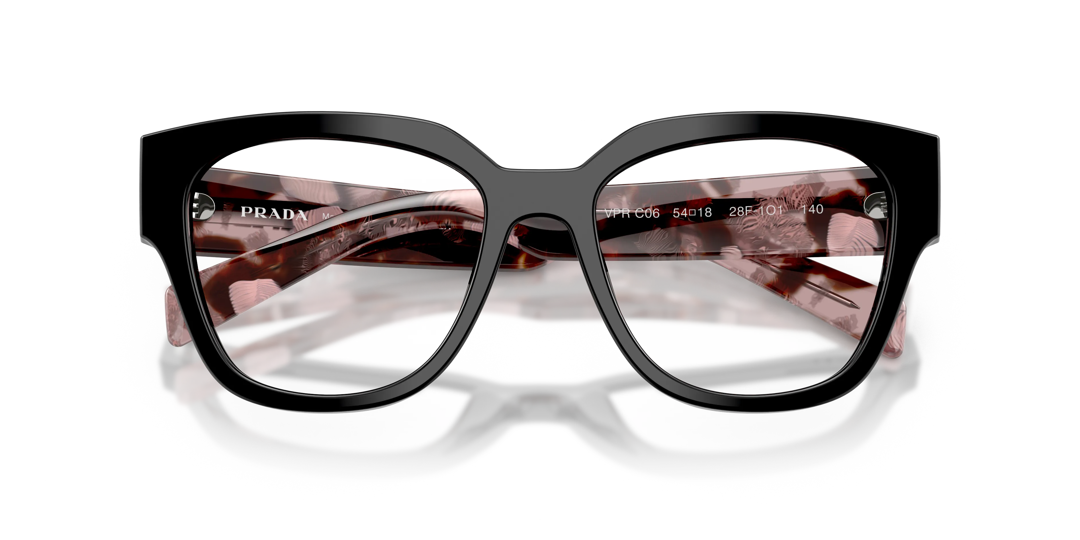 Prada PR C06V 28F1O1 Montature da vista Acetato Nero Rotonda Normale - immagine 2