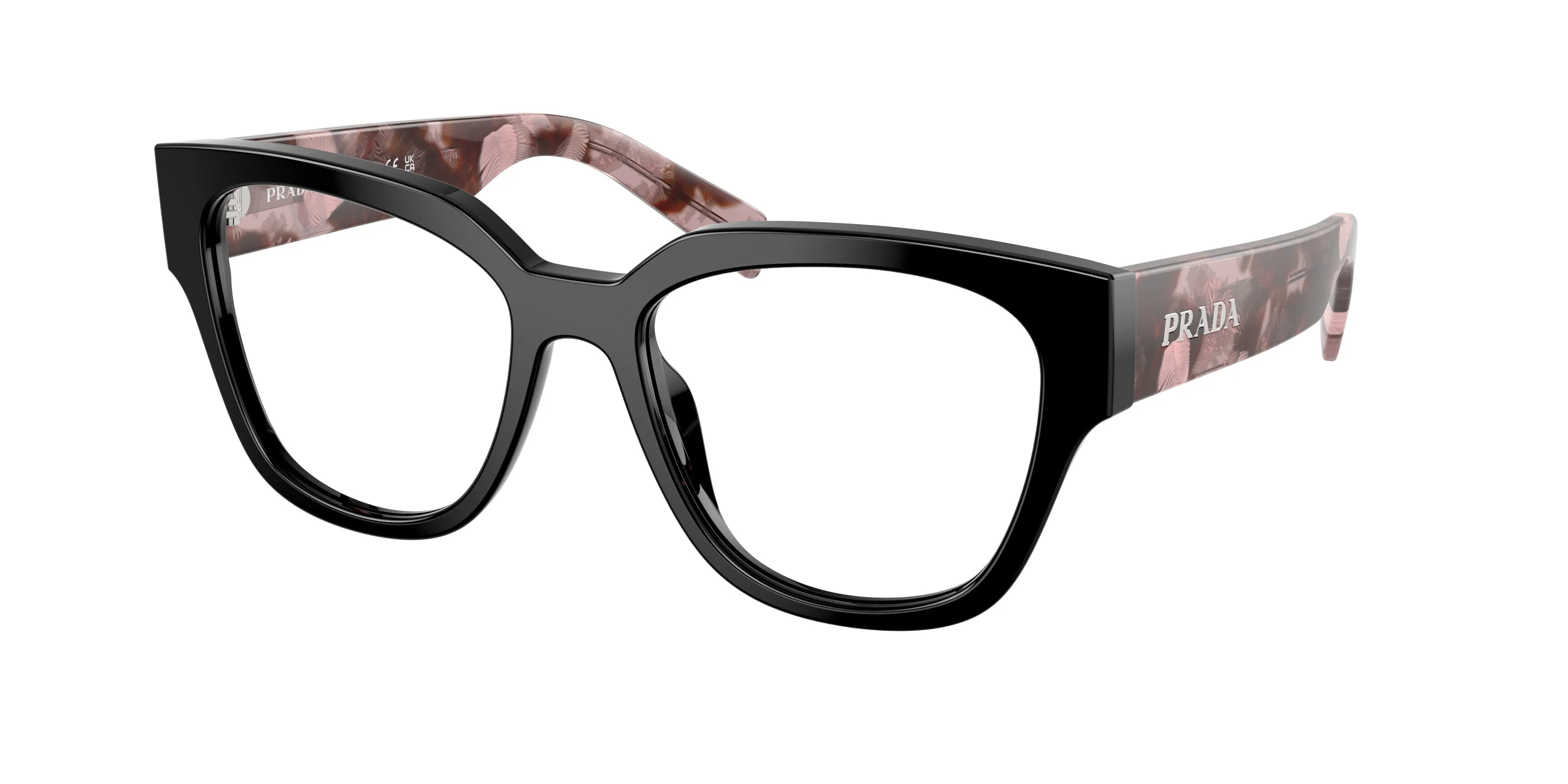 Prada PR C06V 28F1O1 Montature da vista Acetato Nero Rotonda Normale - immagine 1