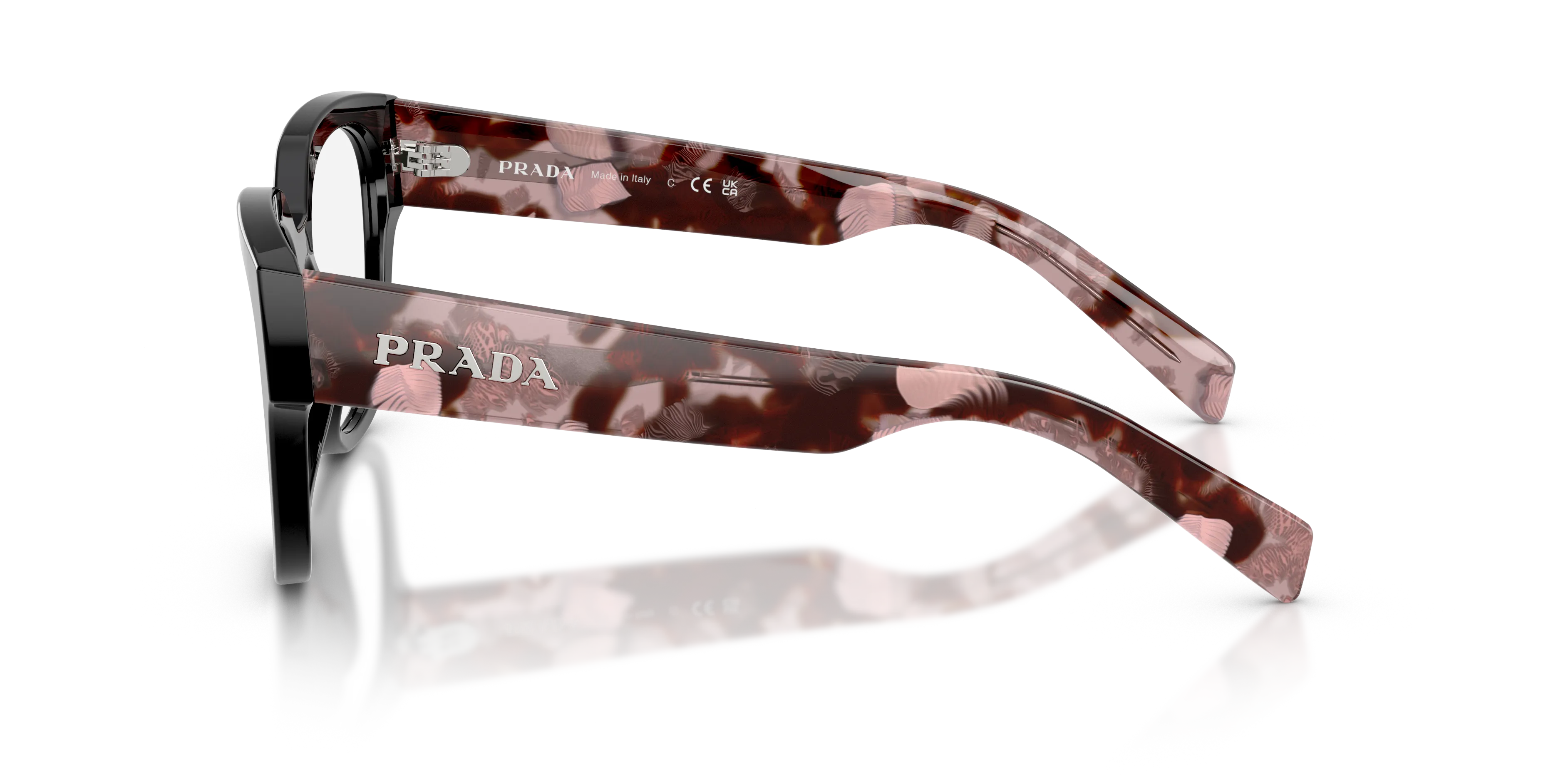 Prada PR C06V 28F1O1 Montature da vista Acetato Nero Rotonda Normale - immagine 4