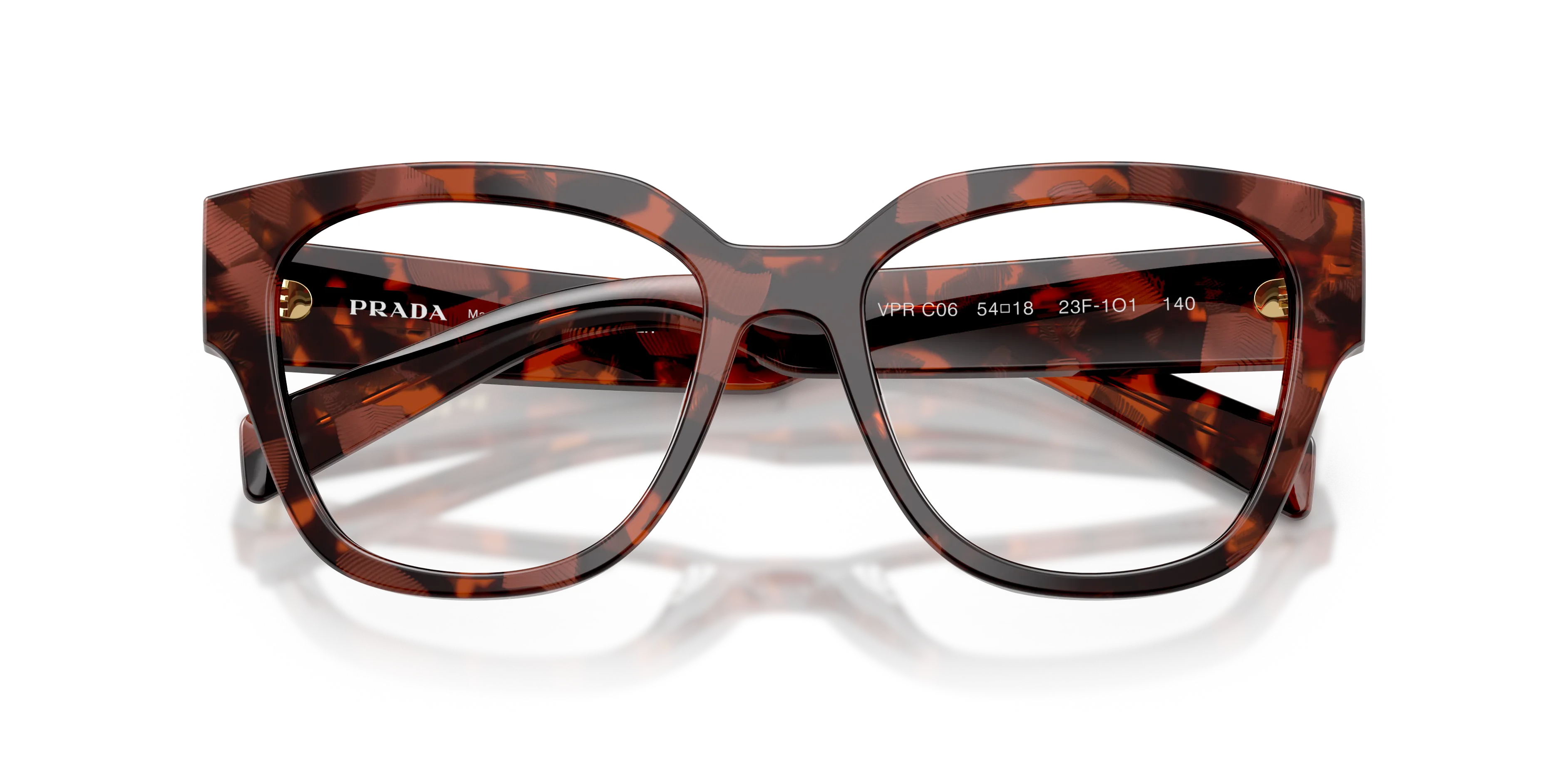 Prada PR C06V 23F1O1 Montature da vista Acetato Tartaruga Rotonda Normale - immagine 2