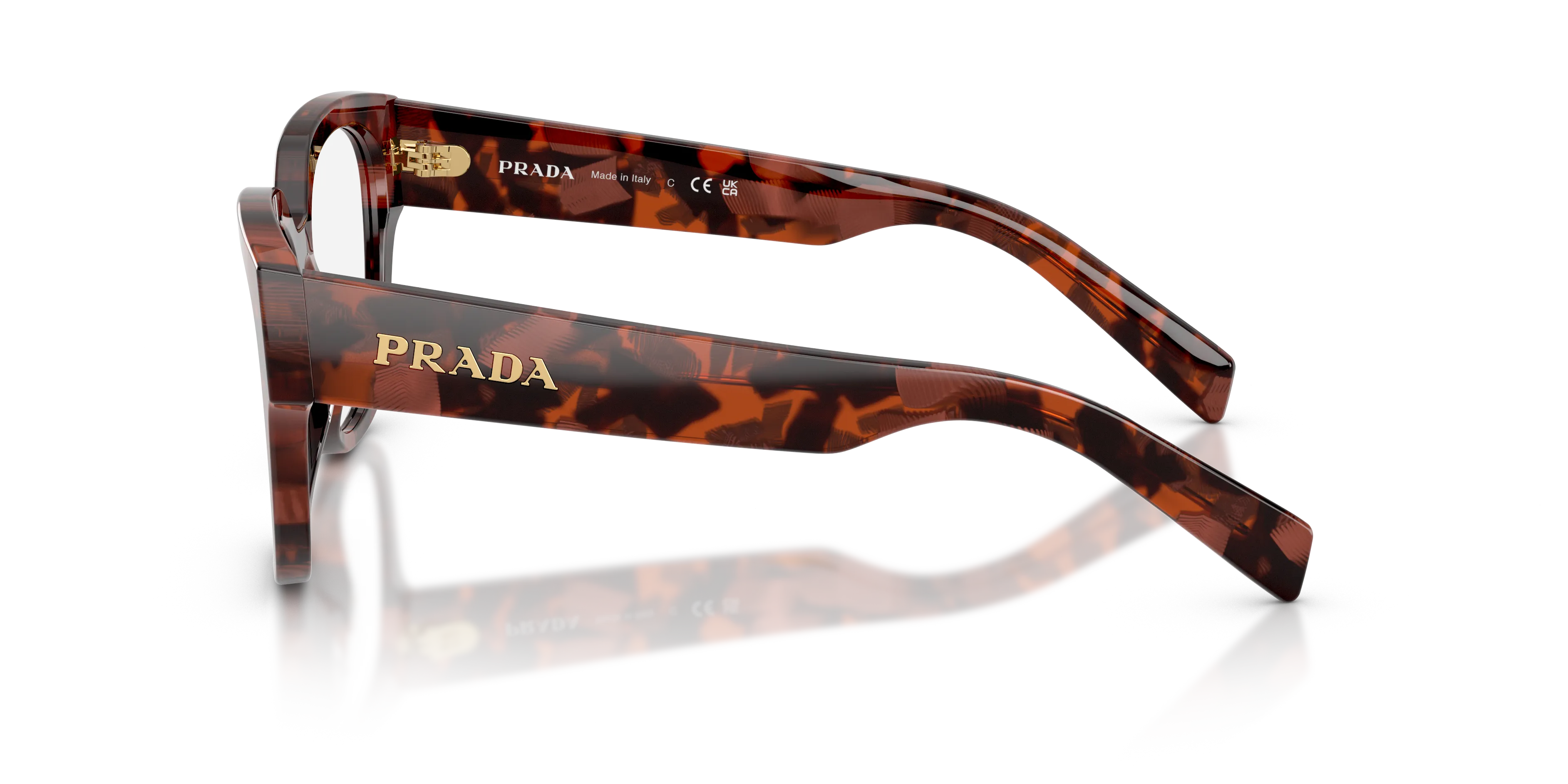 Prada PR C06V 23F1O1 Montature da vista Acetato Tartaruga Rotonda Normale - immagine 4