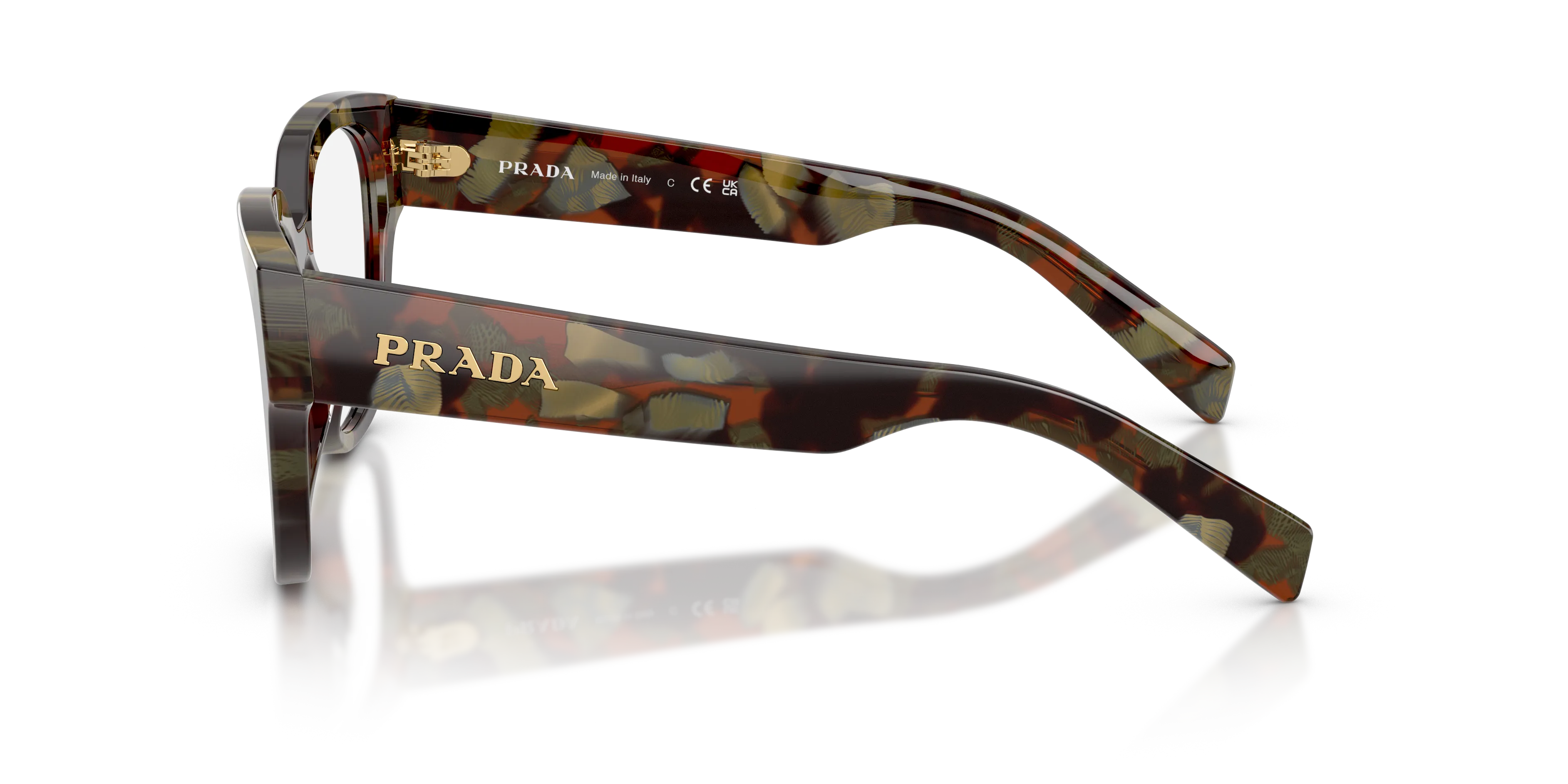 Prada PR C06V 22F1O1 Montature da vista Acetato Tartaruga Rotonda Normale - immagine 4