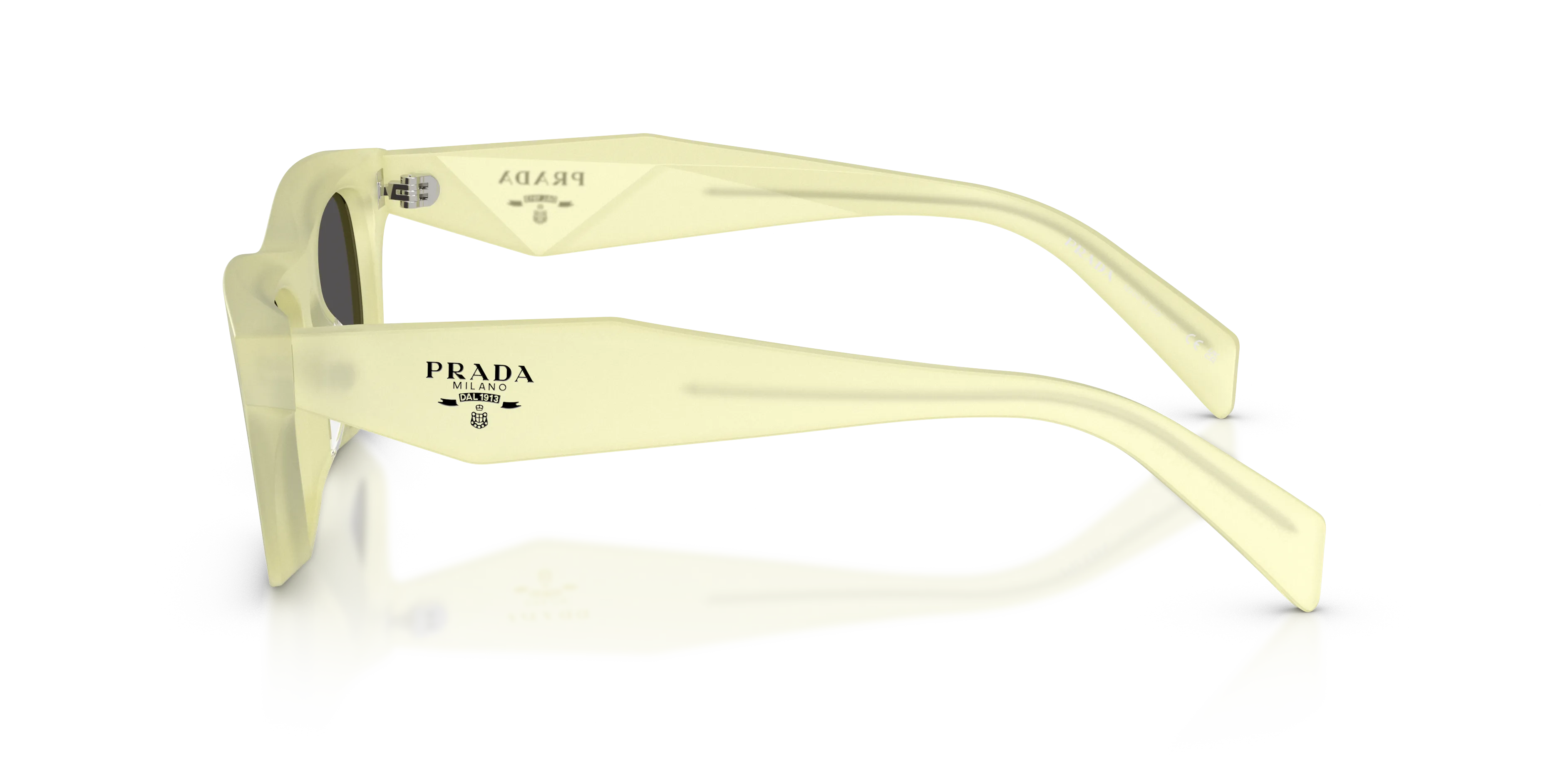 Prada PR C06S 21G08Z Occhiali da sole Acetato Giallo Grigio Pillow Normale - immagine 4