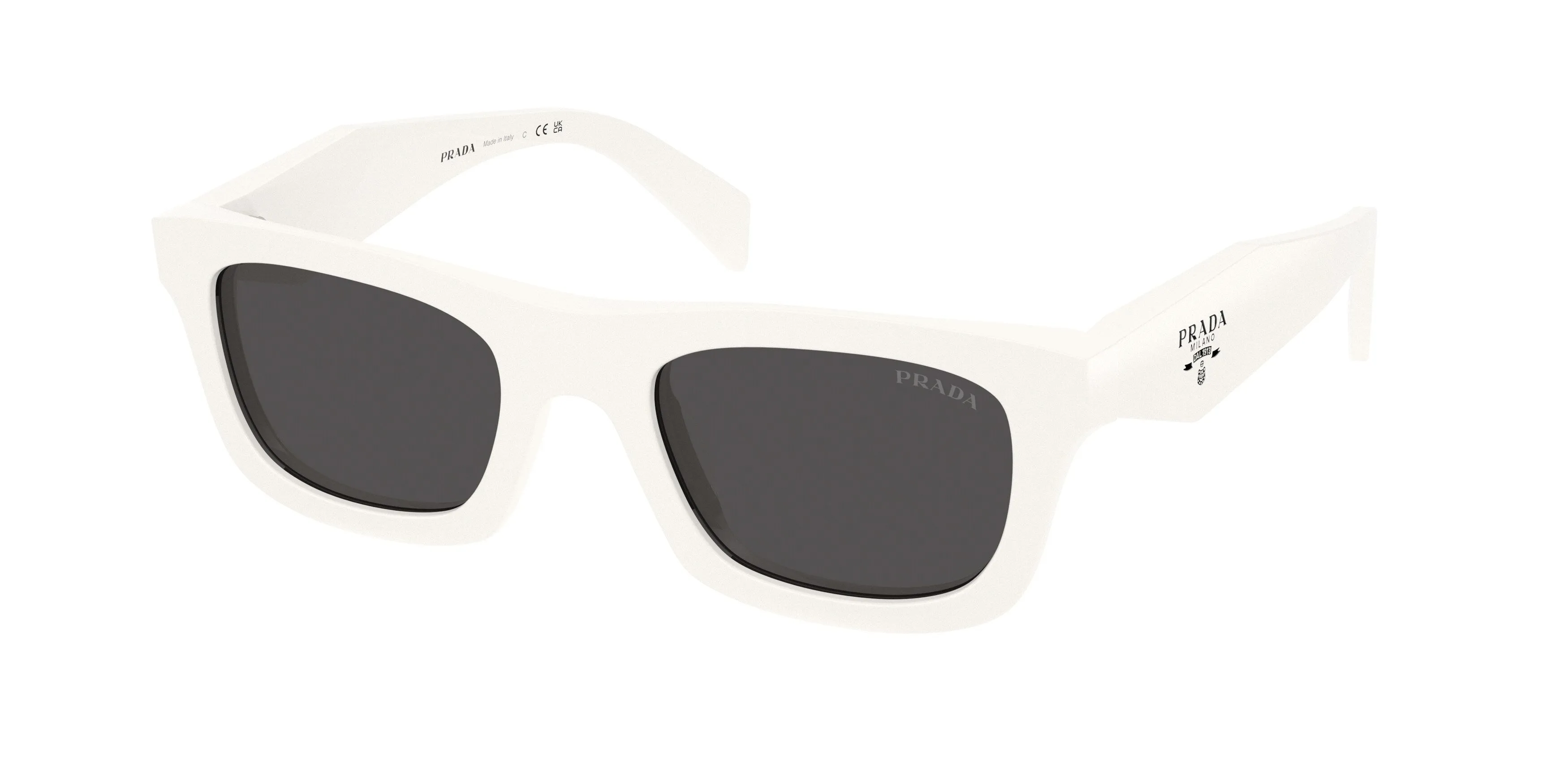 Prada PR C06S 17K08Z Occhiali da sole Acetato Bianco Grigio Pillow Normale - immagine 1
