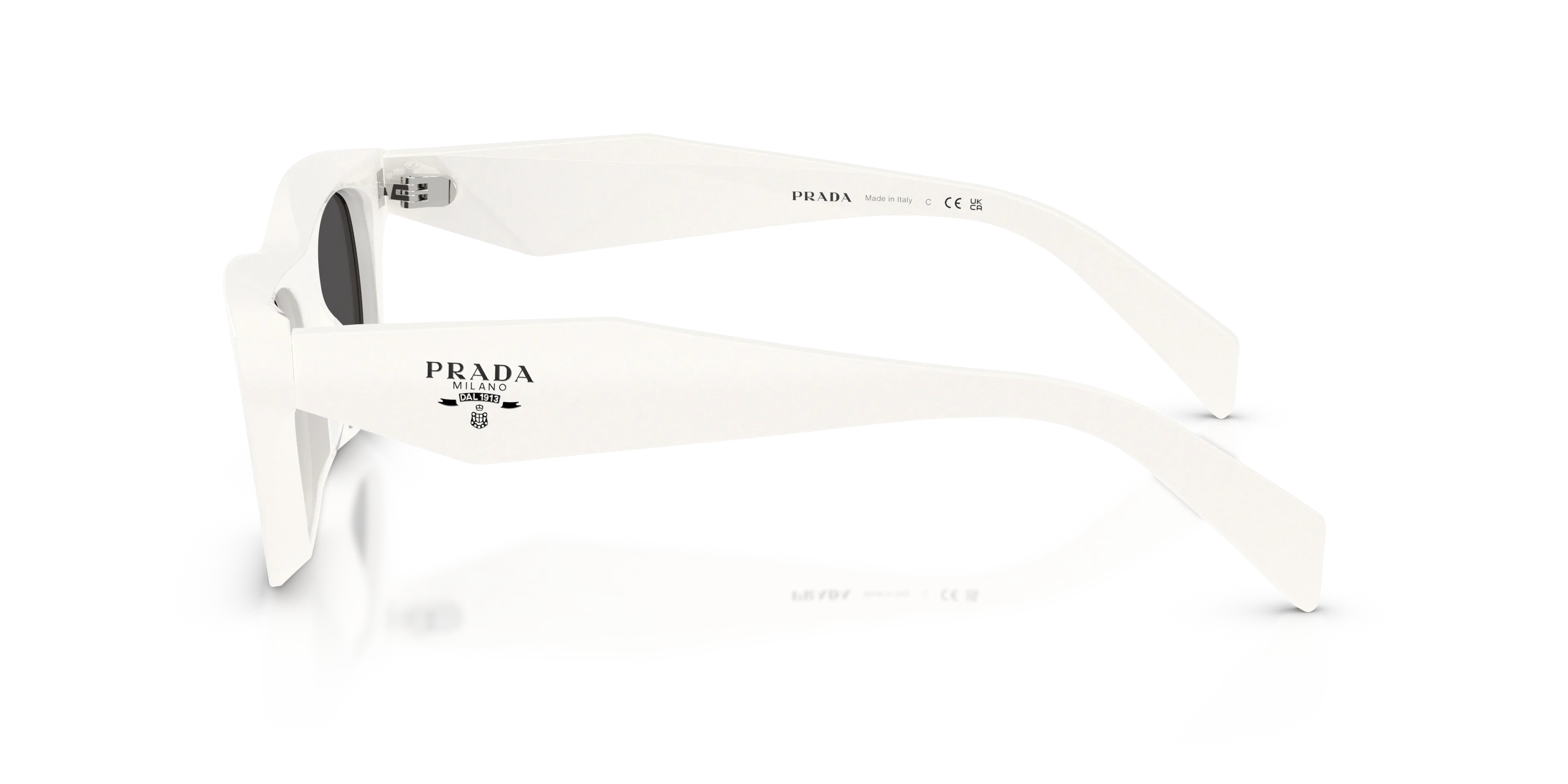 Prada PR C06S 17K08Z Occhiali da sole Acetato Bianco Grigio Pillow Normale - immagine 4