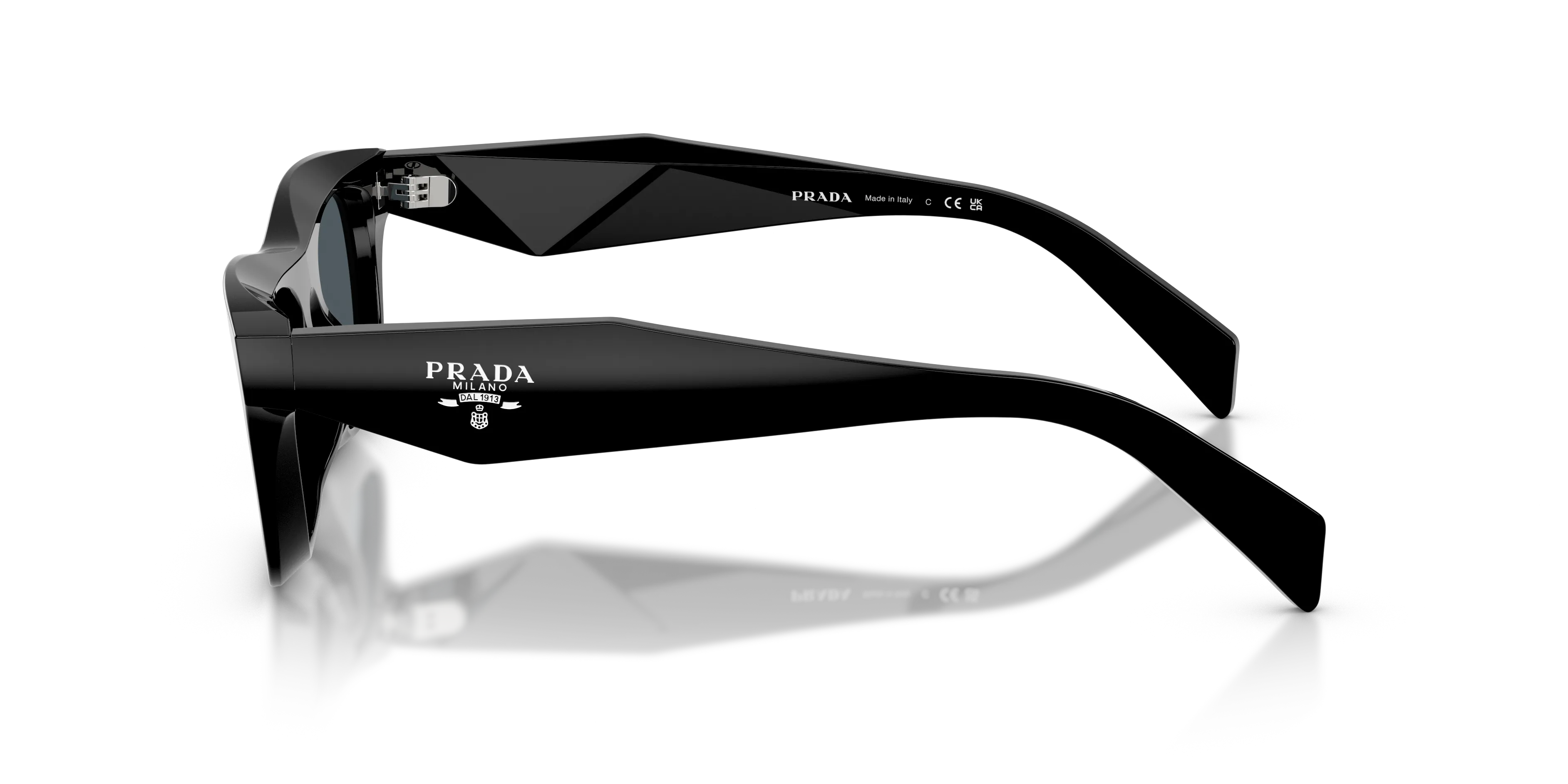 Prada PR C06S 16K70B Occhiali da sole Acetato Nero Grigio Pillow Normale - immagine 4