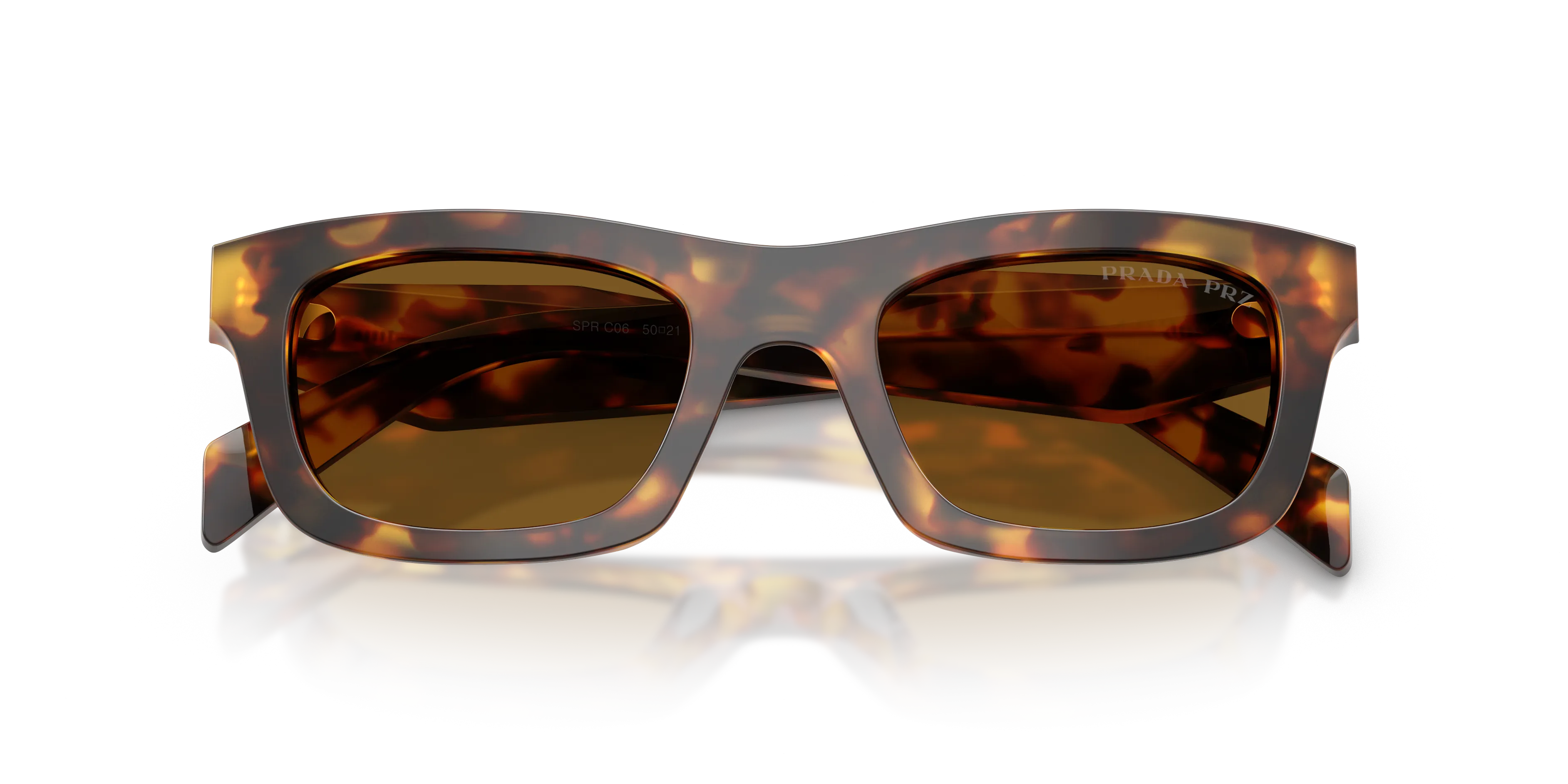 Prada PR C06S 14L10U Occhiali da sole Acetato Tartaruga Marrone Pillow Polarizzata - immagine 2