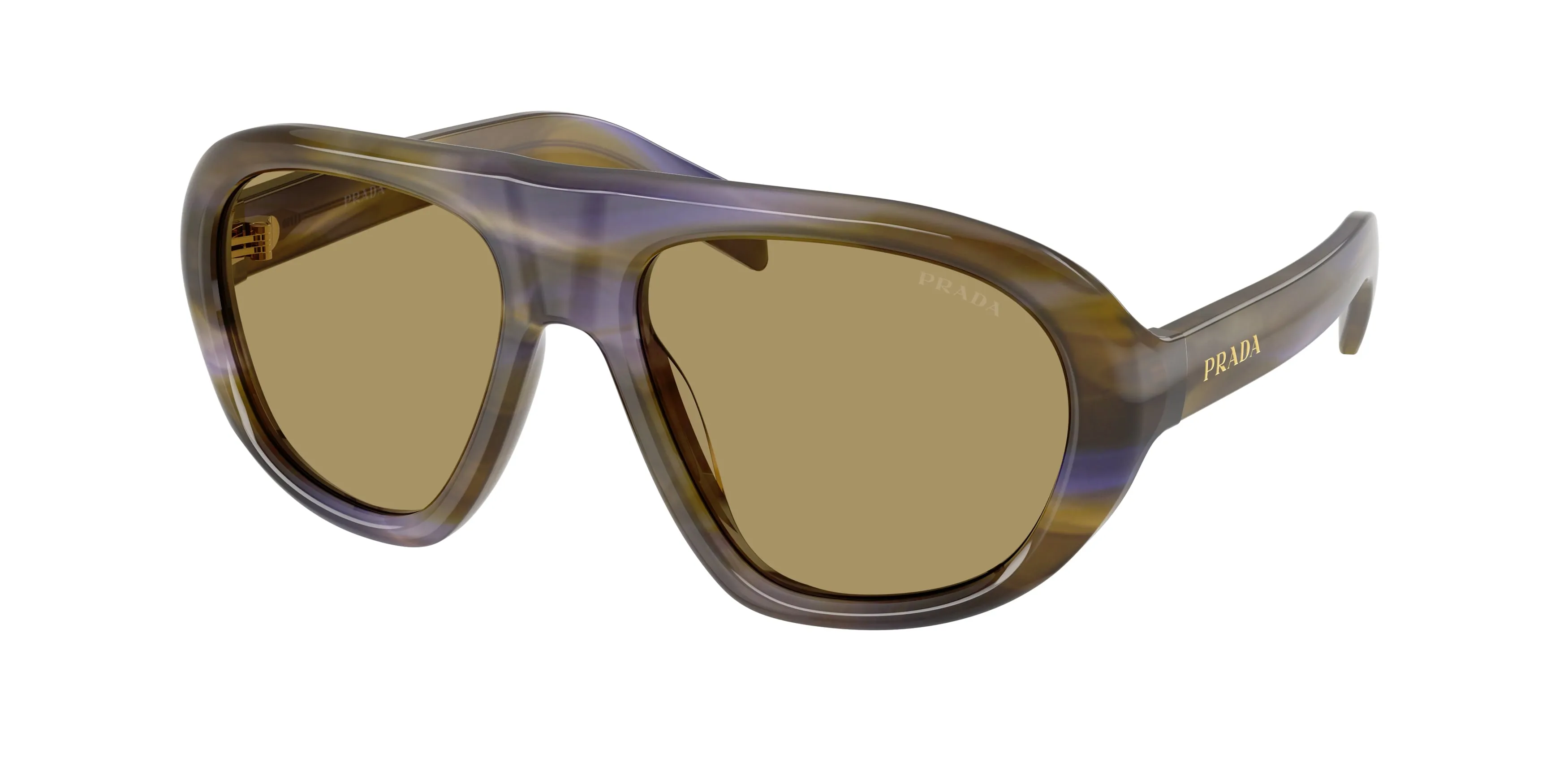Prada PR C05S 23G70G Occhiali da sole Acetato Marrone Verde Geometrica Normale - immagine 1