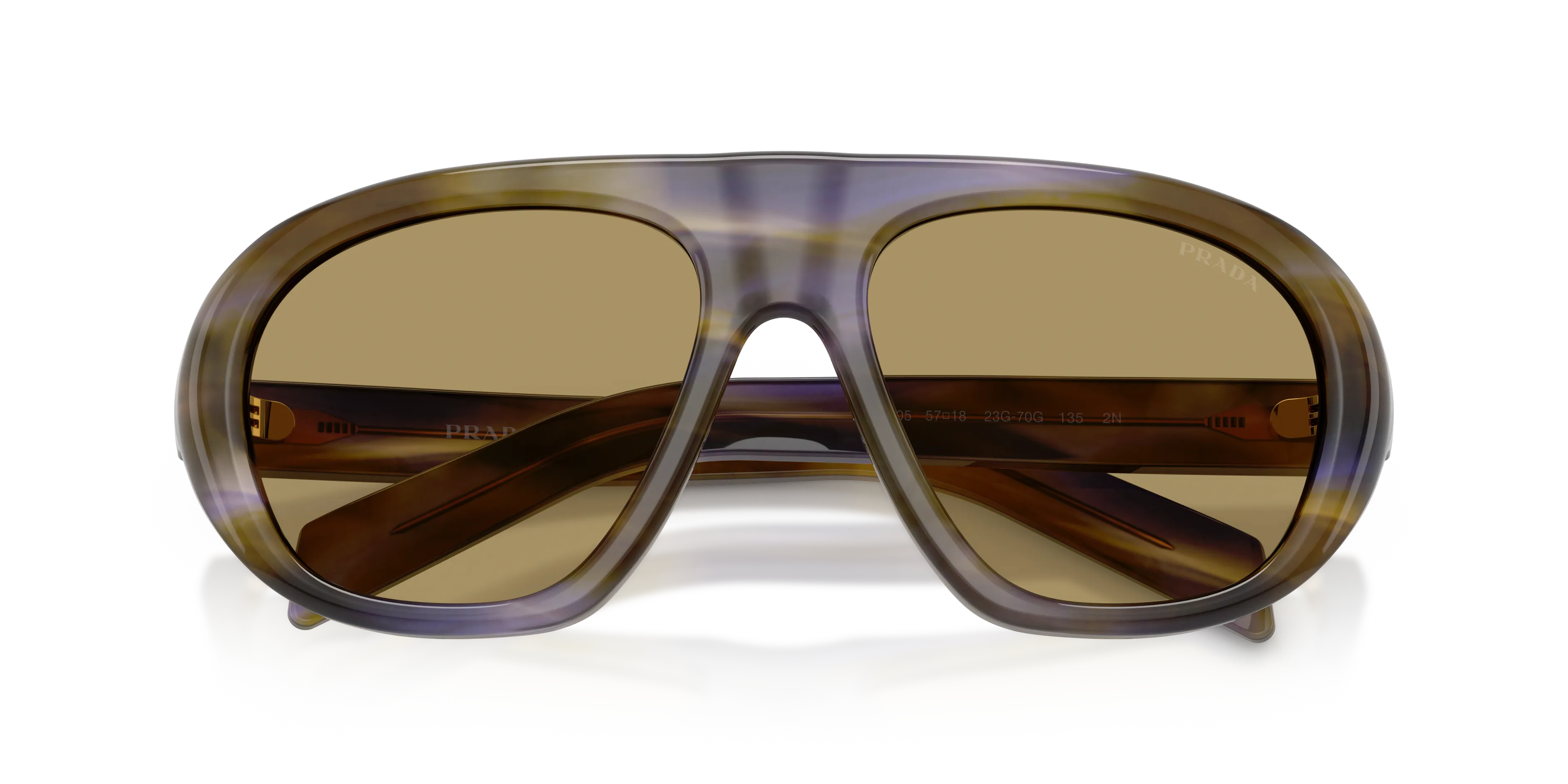 Prada PR C05S 23G70G Occhiali da sole Acetato Marrone Verde Geometrica Normale - immagine 2