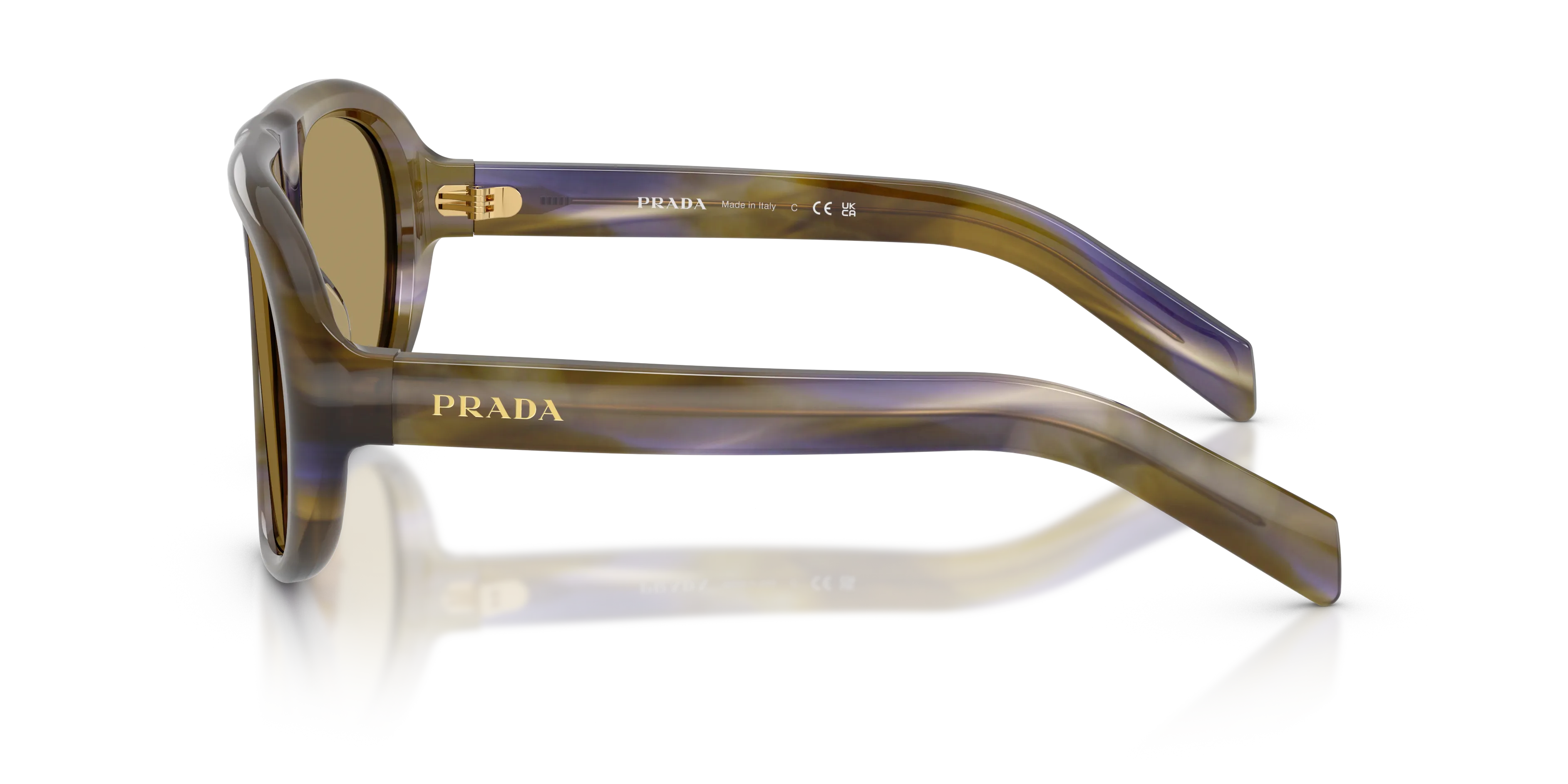 Prada PR C05S 23G70G Occhiali da sole Acetato Marrone Verde Geometrica Normale - immagine 4