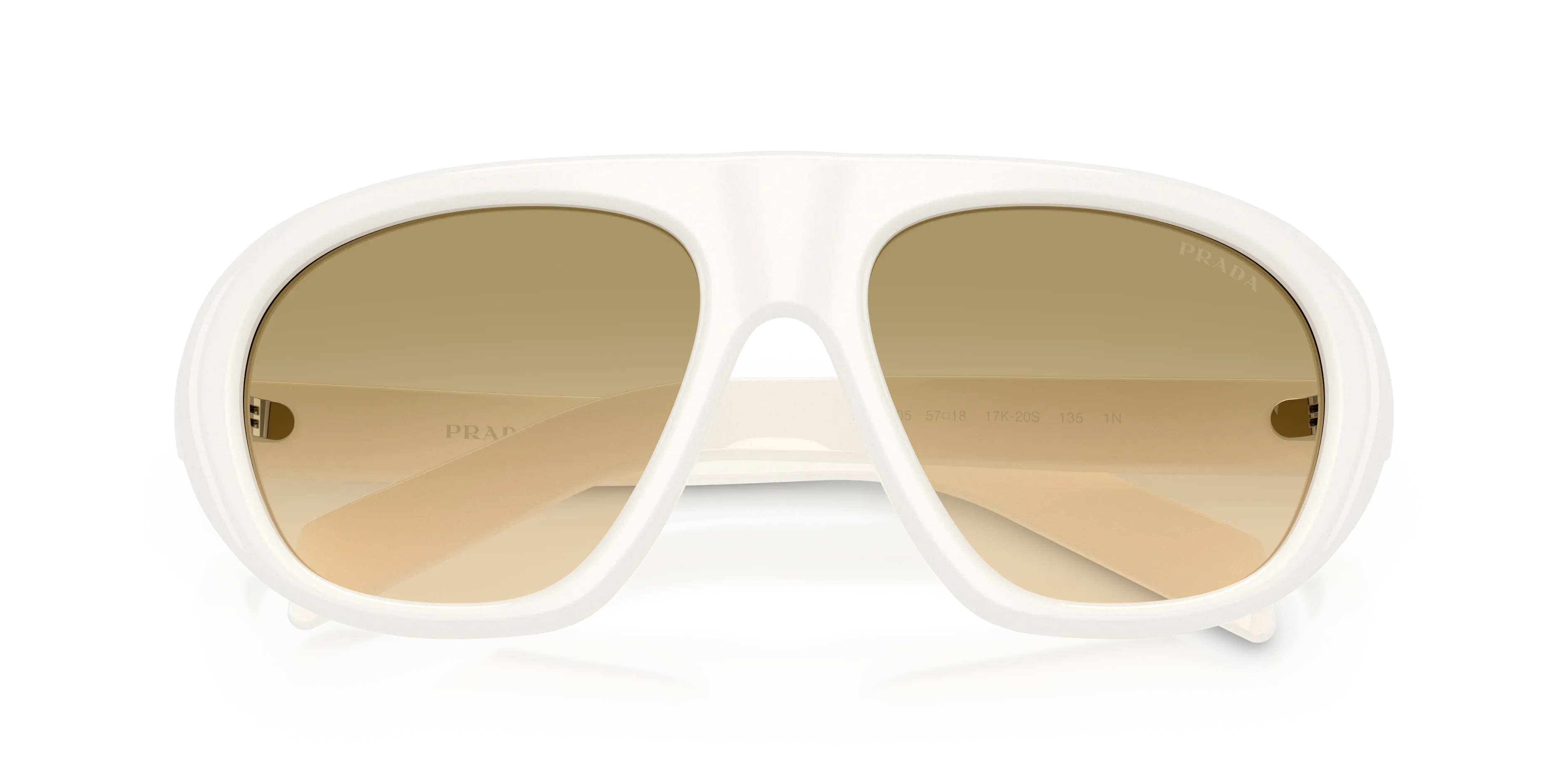 Prada PR C05S 17K20S Occhiali da sole Acetato Bianco Giallo Geometrica Normale Sfumato - immagine 2