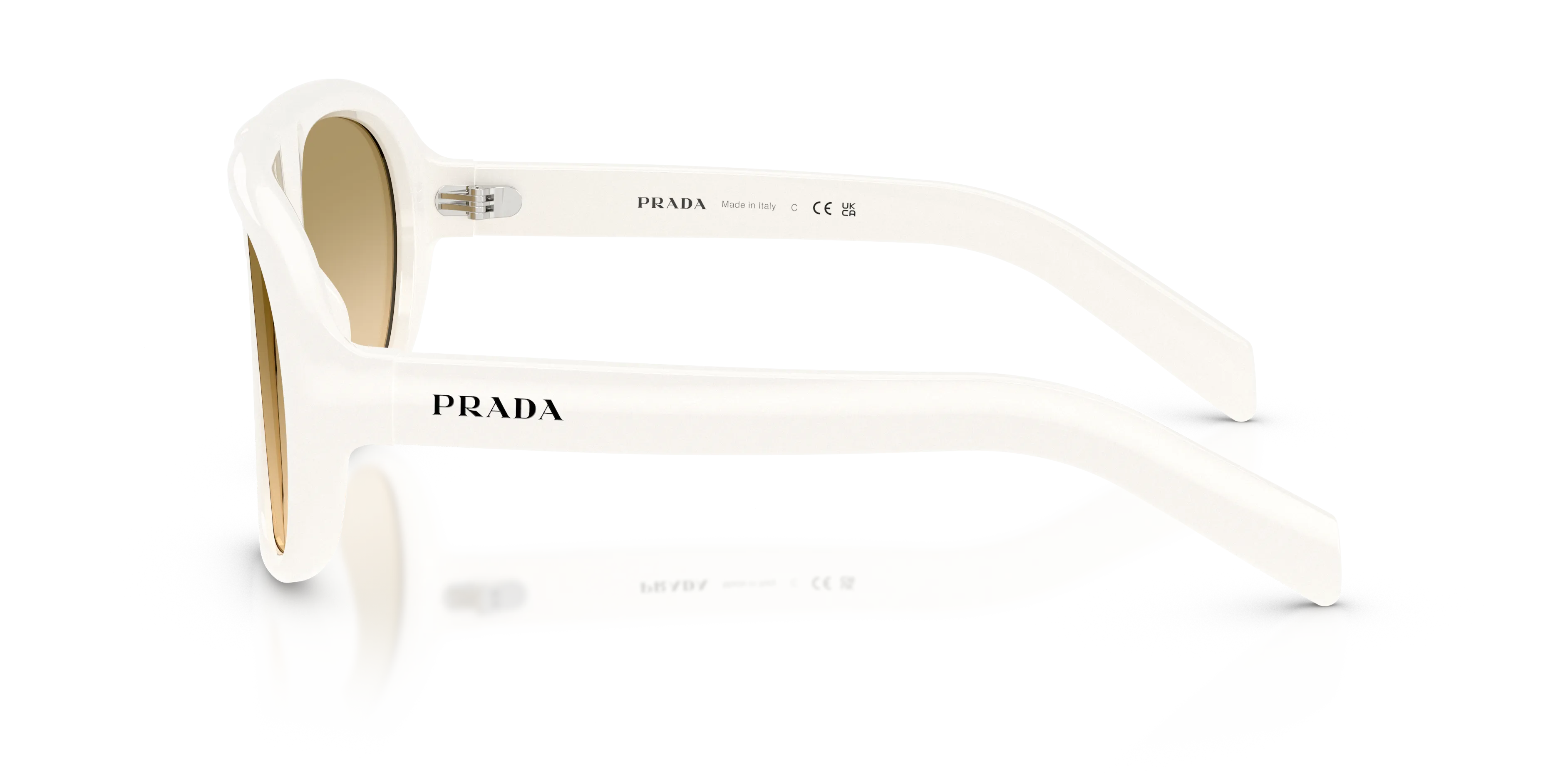 Prada PR C05S 17K20S Occhiali da sole Acetato Bianco Giallo Geometrica Normale Sfumato - immagine 4