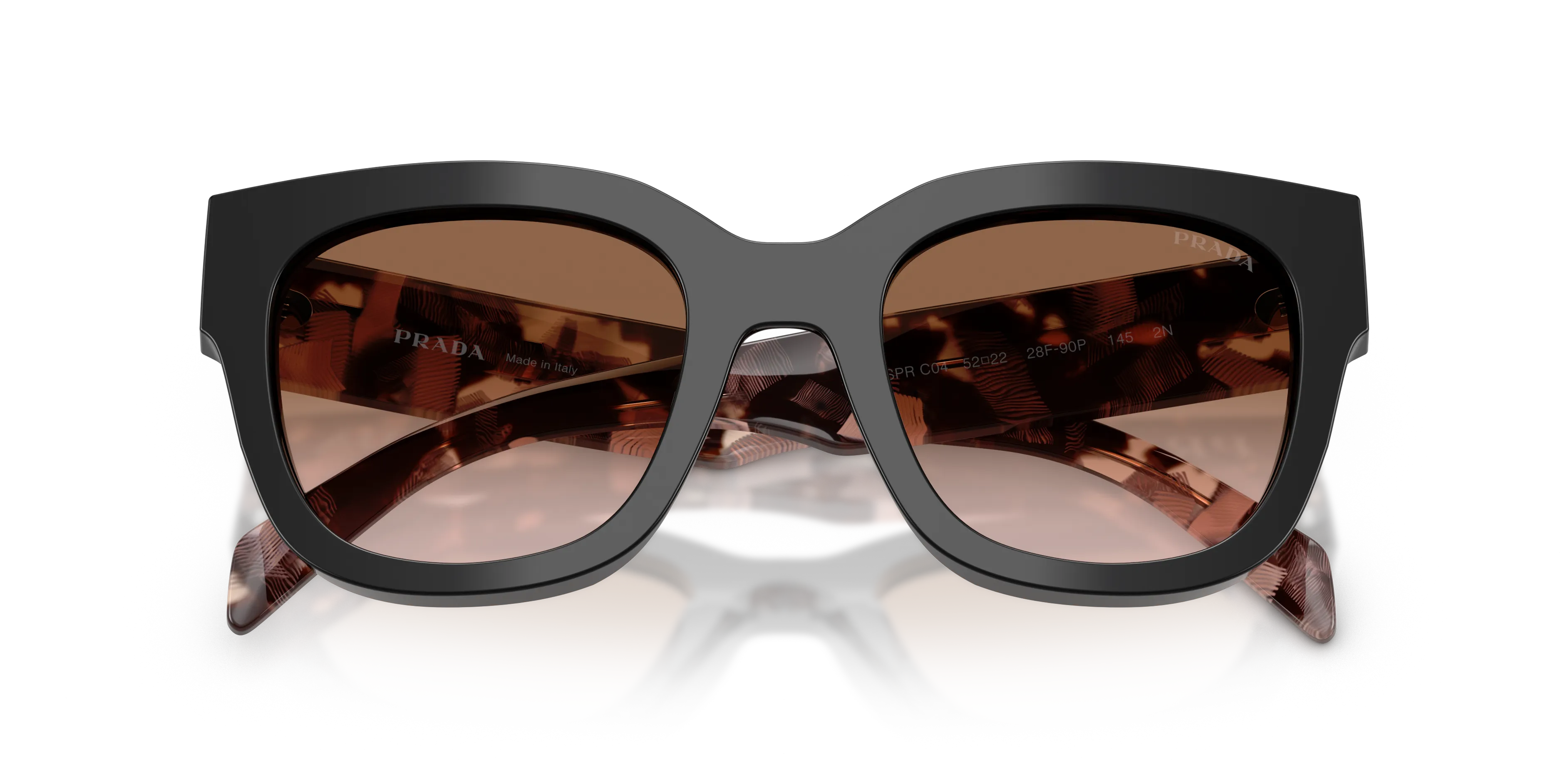 Prada PR C04S 28F90P Occhiali da sole Acetato Nero Marrone Squadrata Normale Sfumato - immagine 2