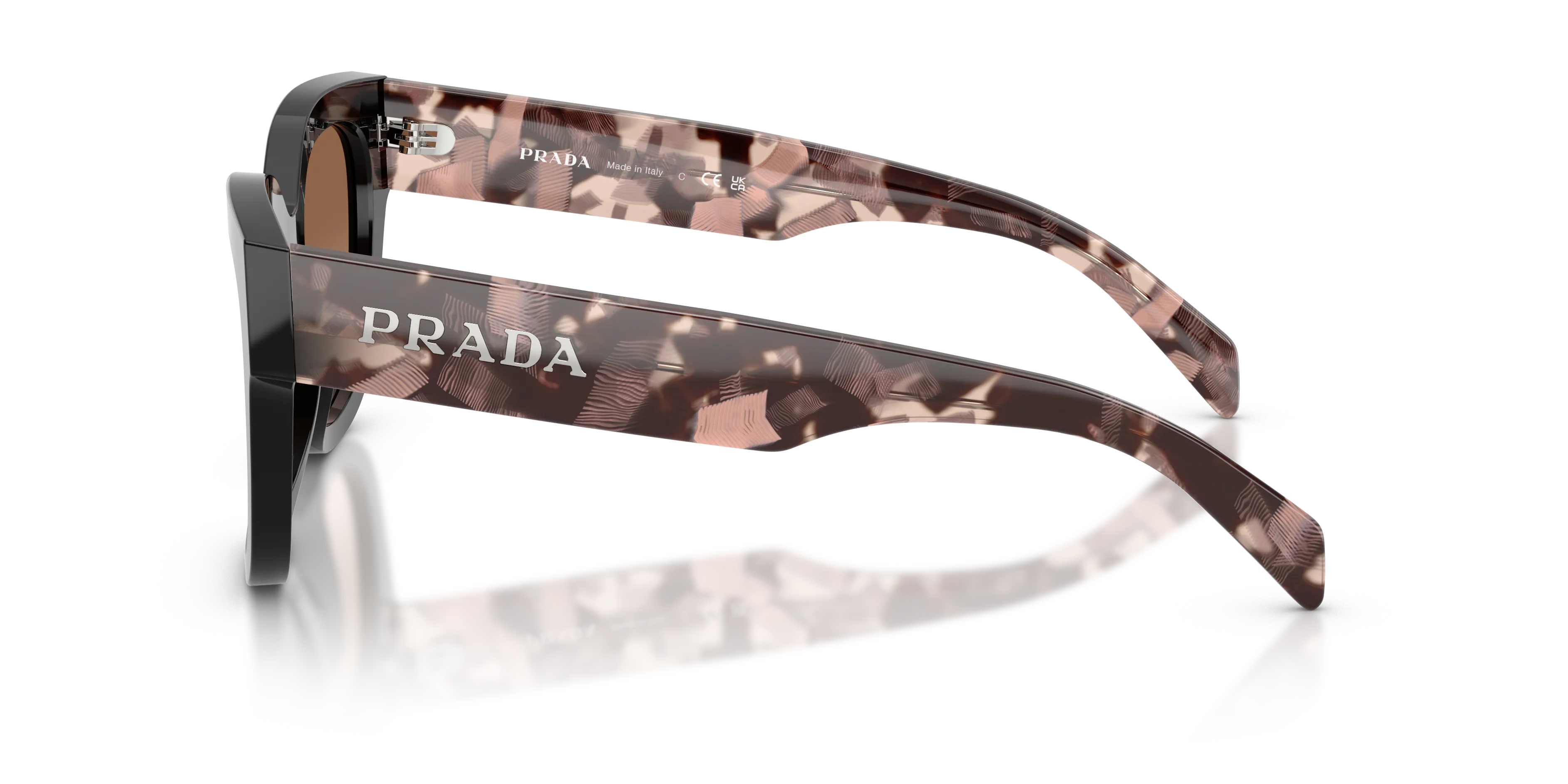Prada PR C04S 28F90P Occhiali da sole Acetato Nero Marrone Squadrata Normale Sfumato - immagine 4