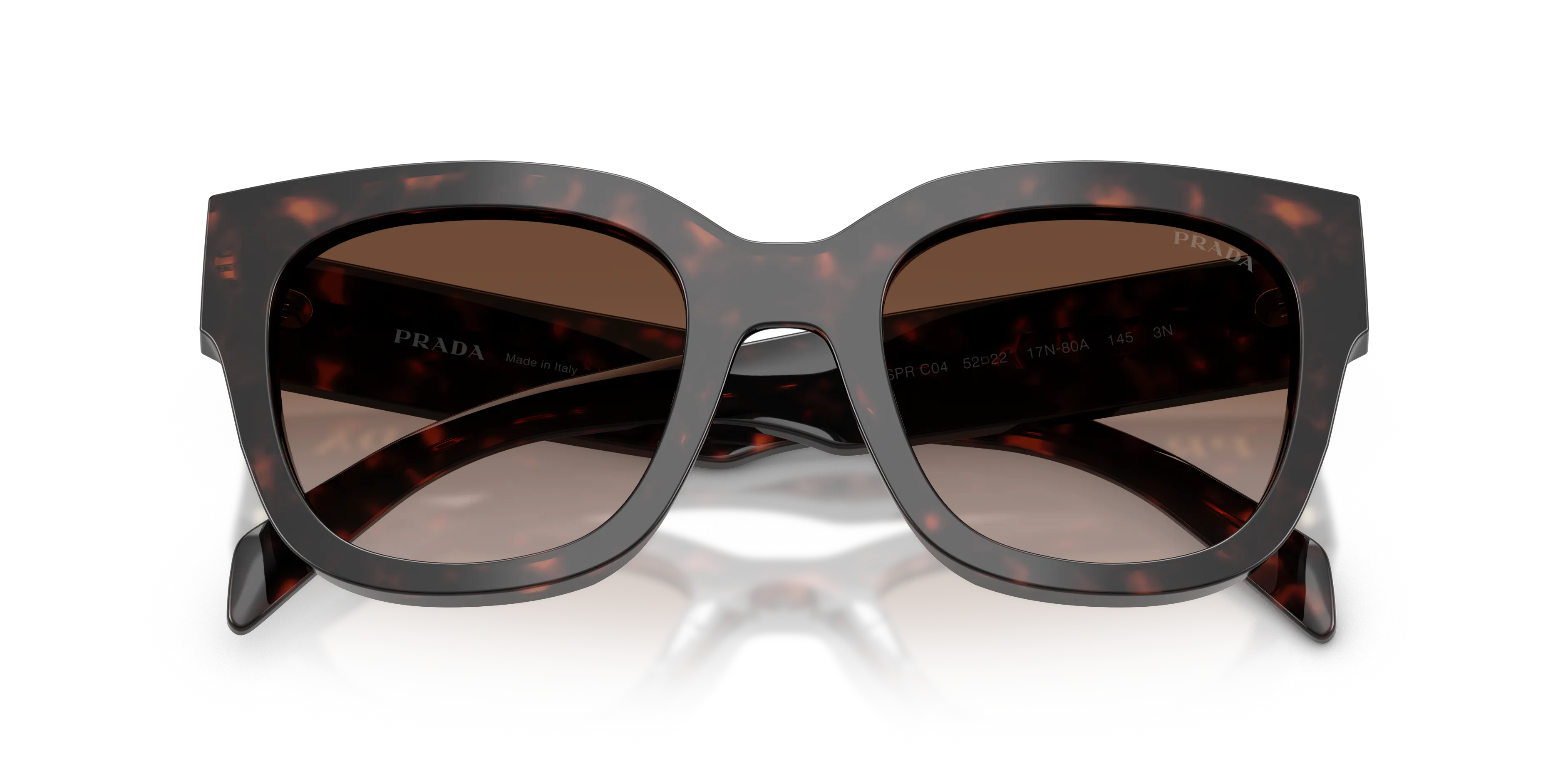 Prada PR C04S 17N80A Occhiali da sole Acetato Tartaruga Marrone Squadrata Normale Sfumato - immagine 2