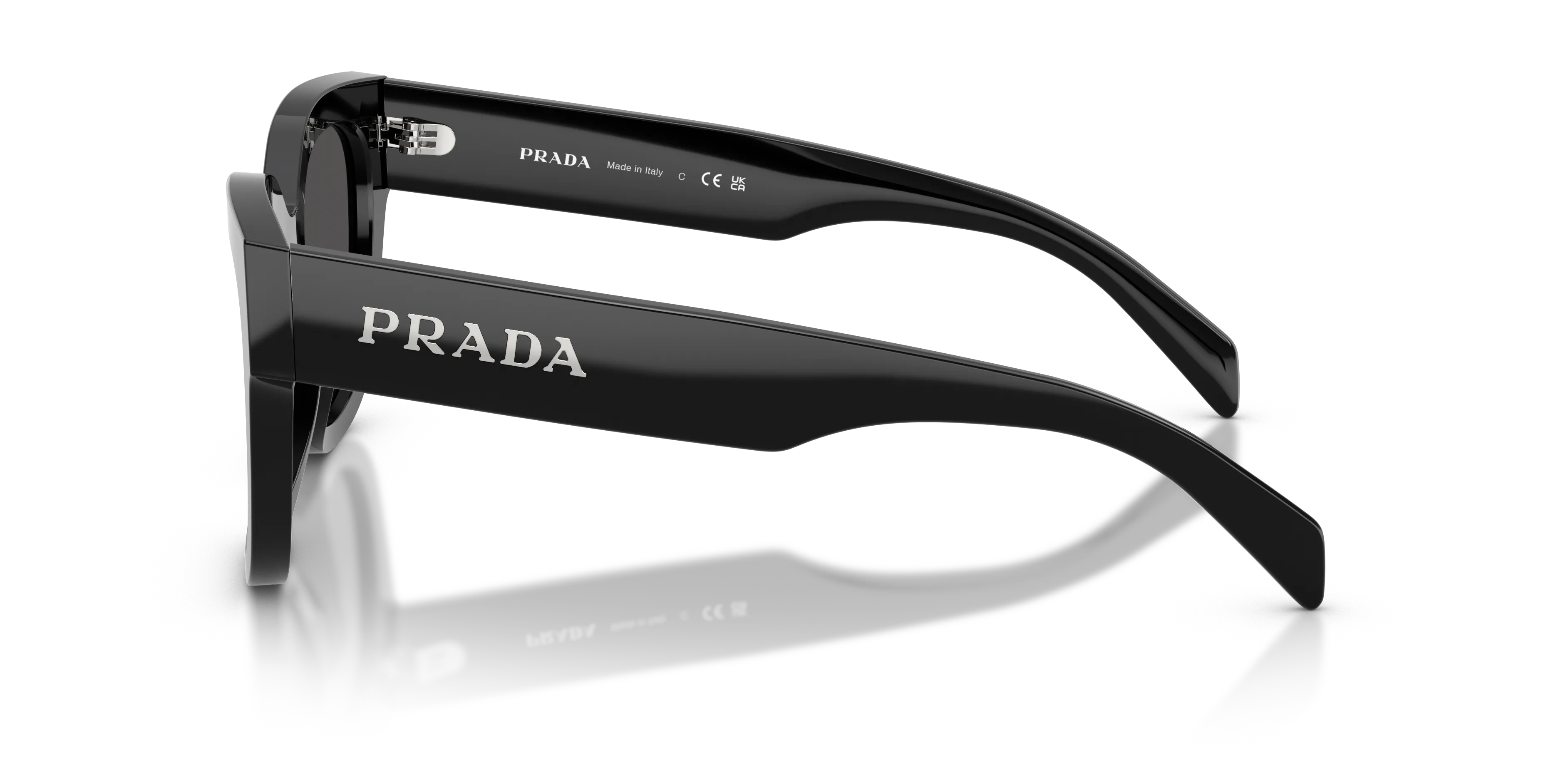Prada PR C04S 16K08Z Occhiali da sole Acetato Nero Grigio Squadrata Normale - immagine 4