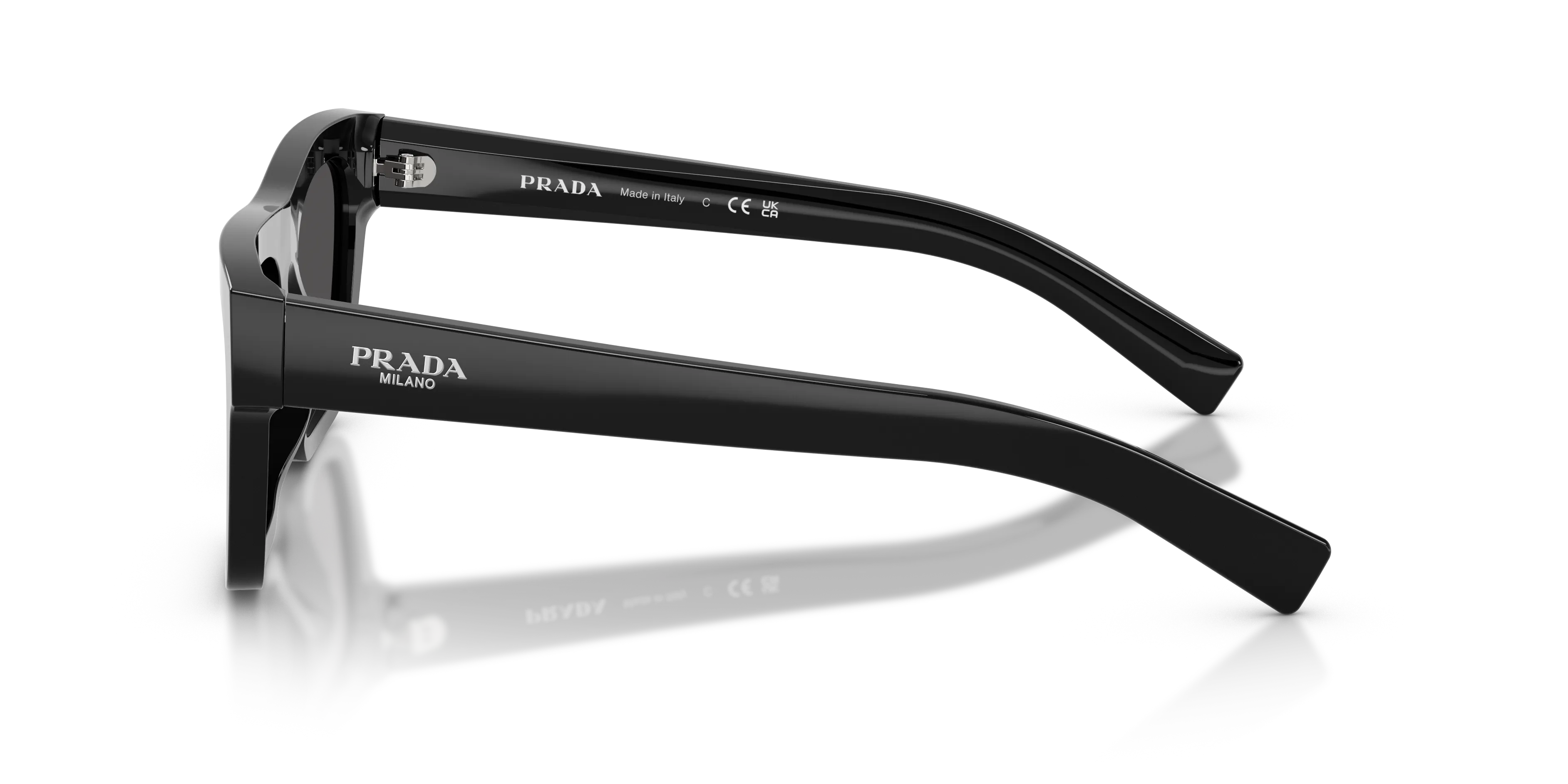 Prada PR C03S 16K08Z Occhiali da sole Acetato Nero Grigio Squadrata Normale - immagine 4