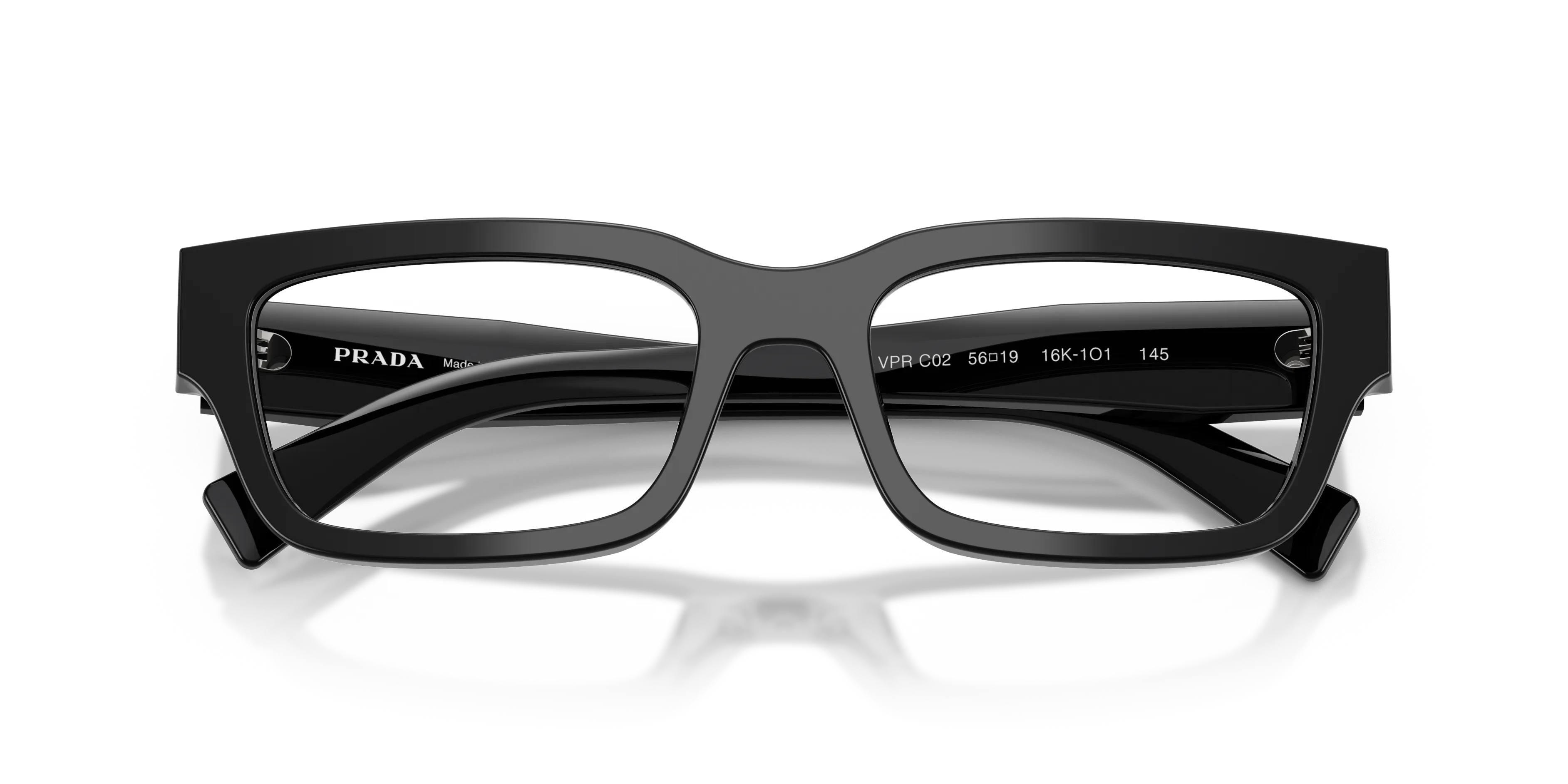 Prada PR C02V 16K1O1 Montature da vista Acetato Nero Pillow Normale - immagine 2
