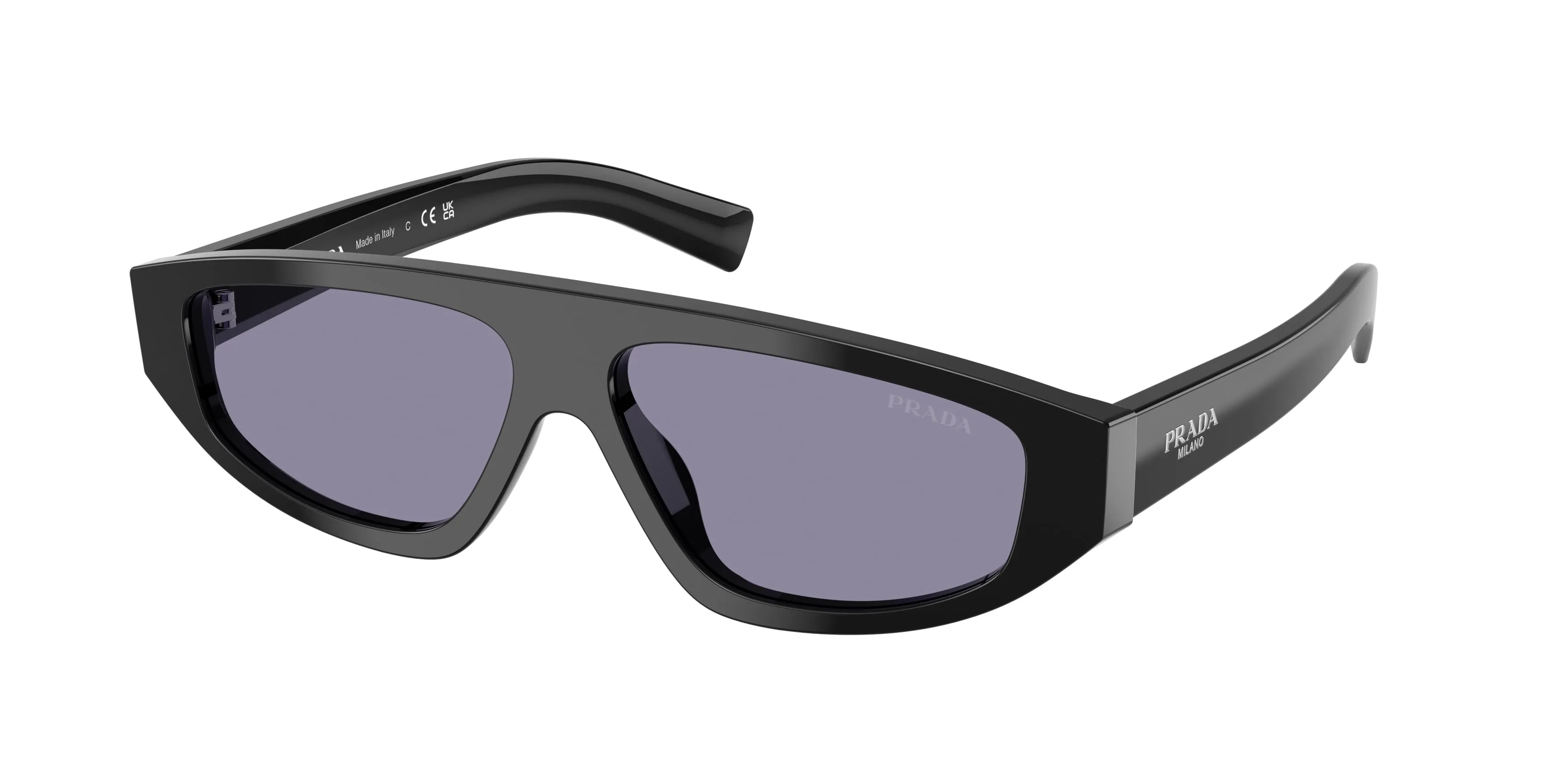 Prada PR C02S 16K50B Occhiali da sole Acetato Nero Viola Geometrica Normale - immagine 1