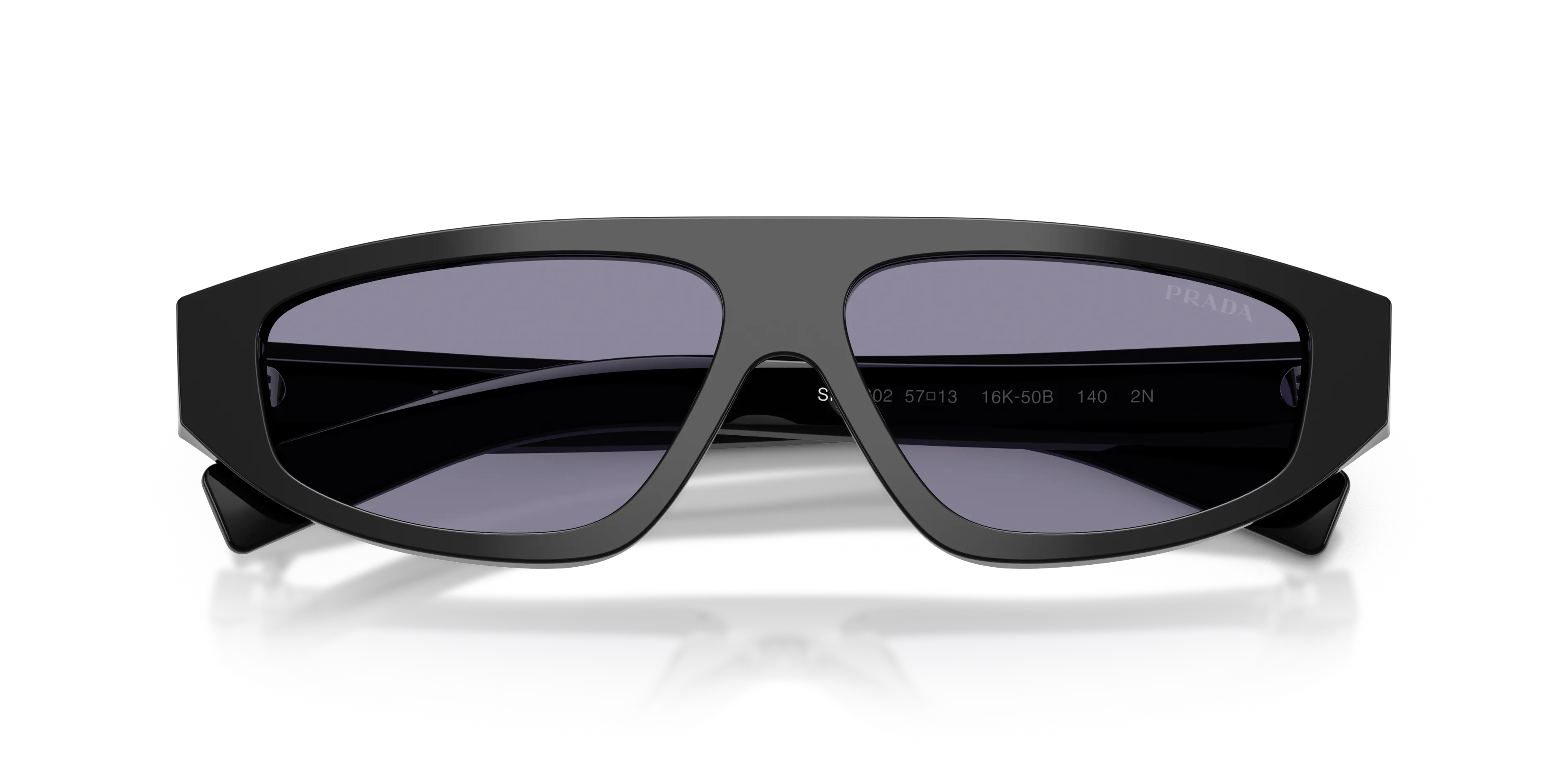 Prada PR C02S 16K50B Occhiali da sole Acetato Nero Viola Geometrica Normale - immagine 2