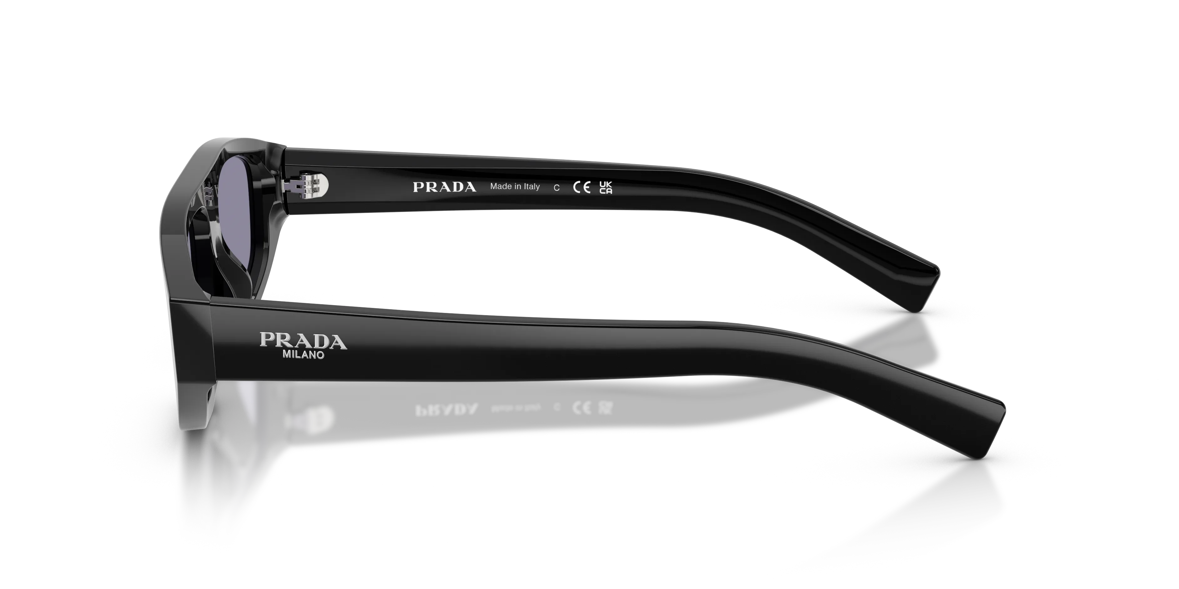 Prada PR C02S 16K50B Occhiali da sole Acetato Nero Viola Geometrica Normale - immagine 4