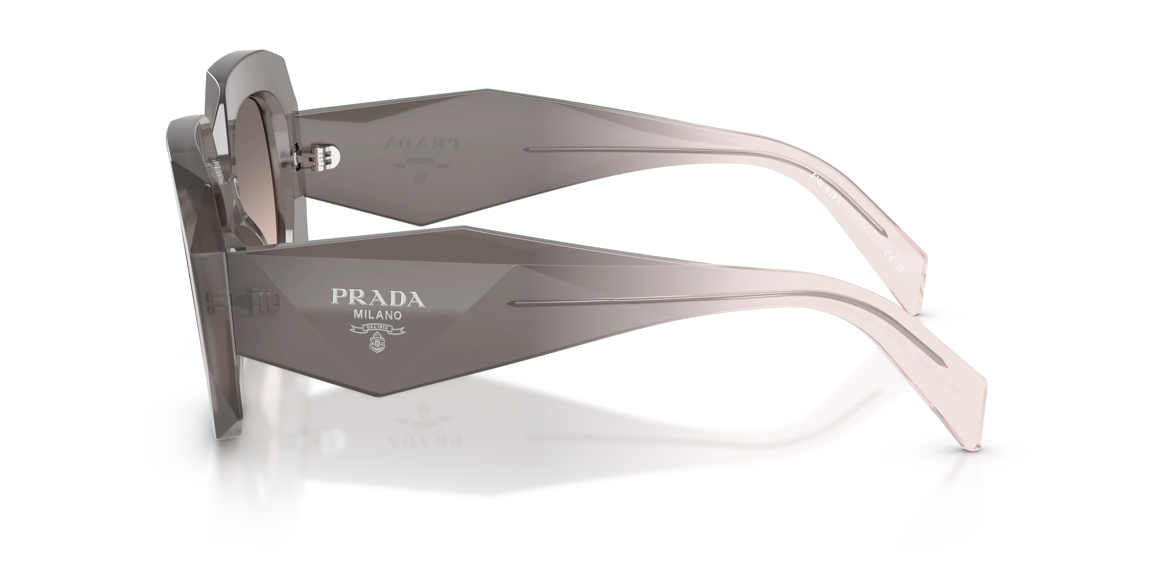 Prada PR B23S 20F70S Occhiali da sole Acetato Grigio Rosa Squadrata Normale Sfumato - immagine 4