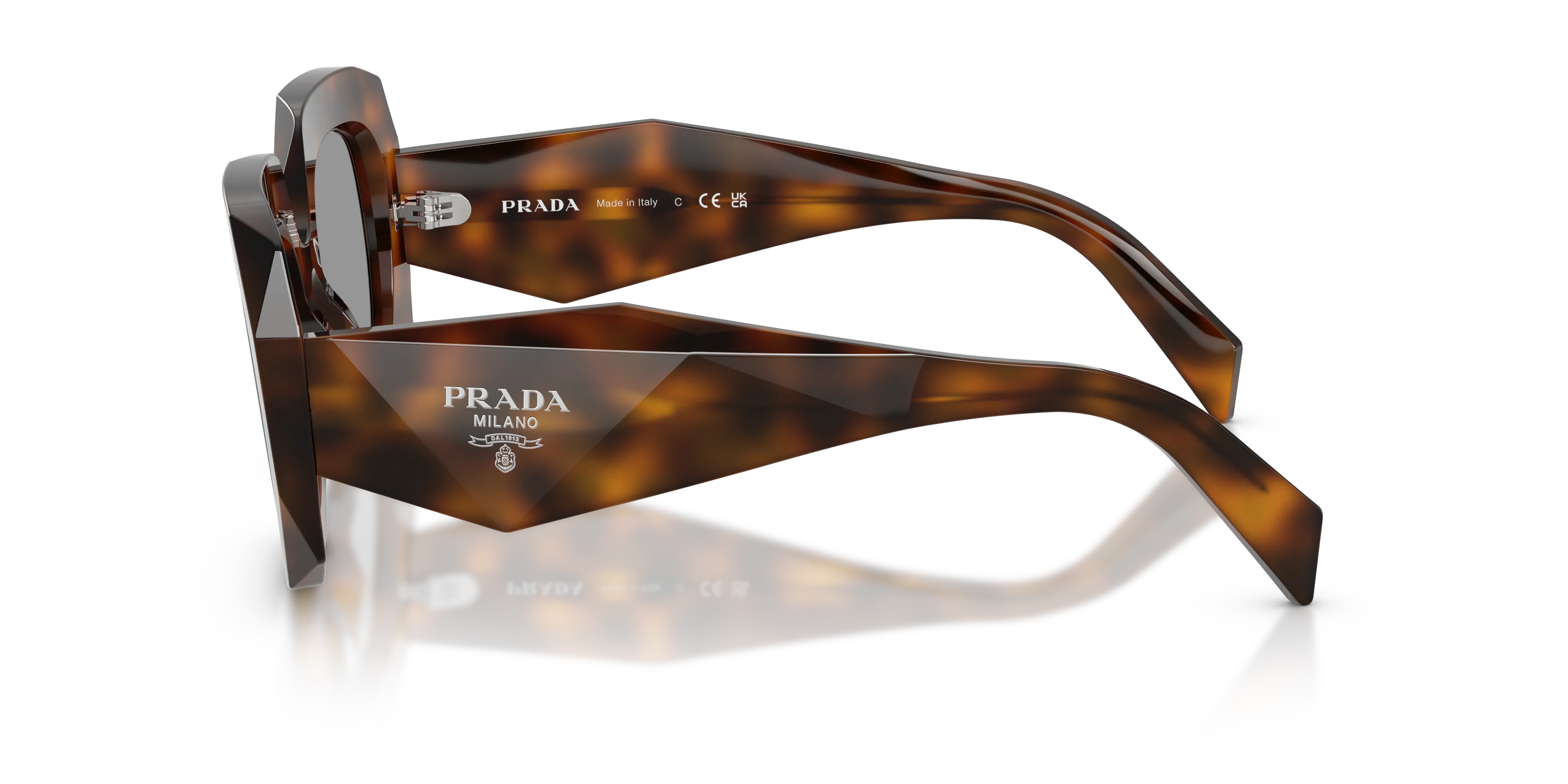 Prada PR B23S 20D50Q Occhiali da sole Acetato Havana Grigio Squadrata Normale - immagine 4