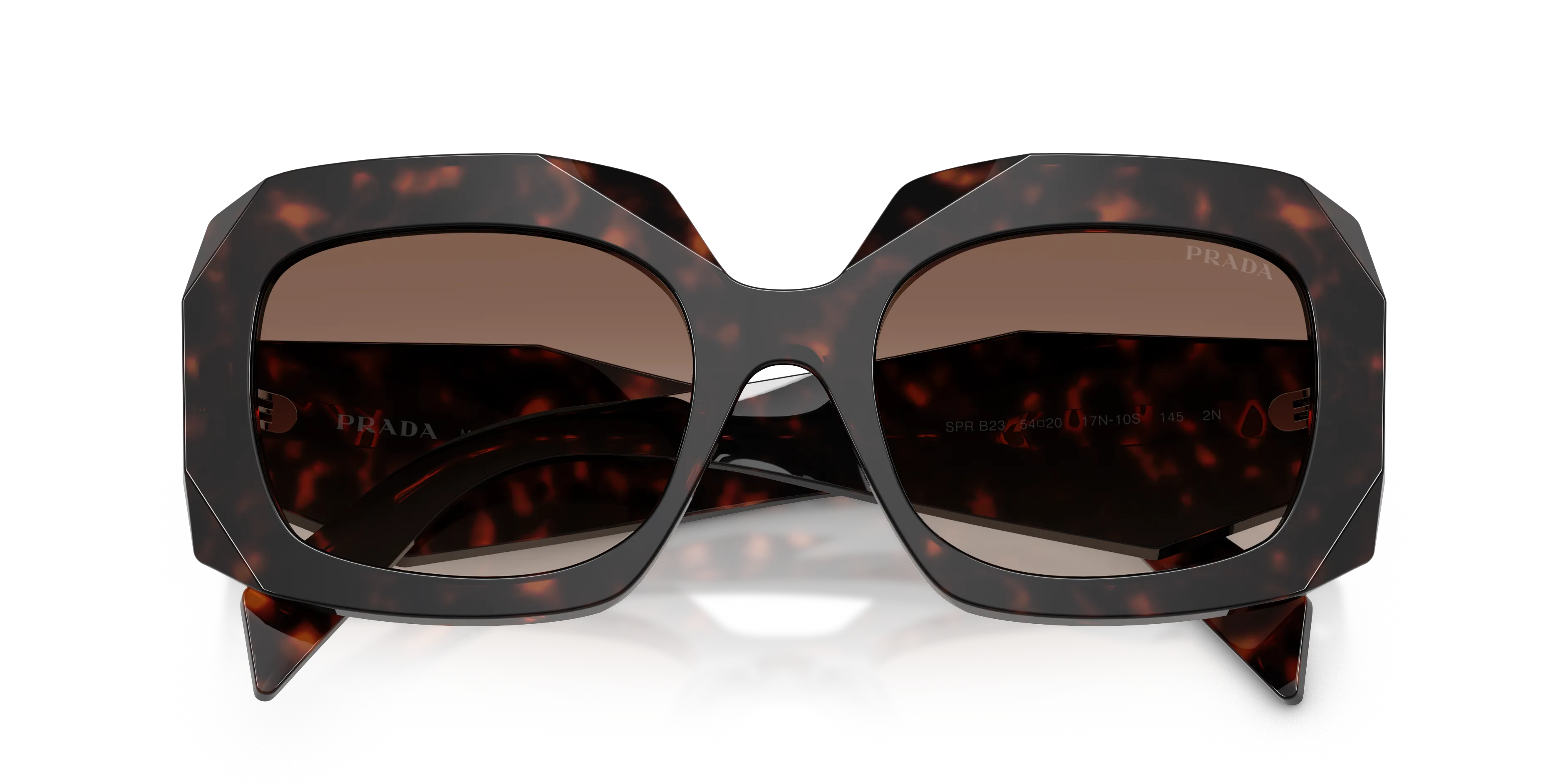 Prada PR B23S 17N10S Occhiali da sole Acetato Tartaruga Marrone Squadrata Normale Sfumato - immagine 2