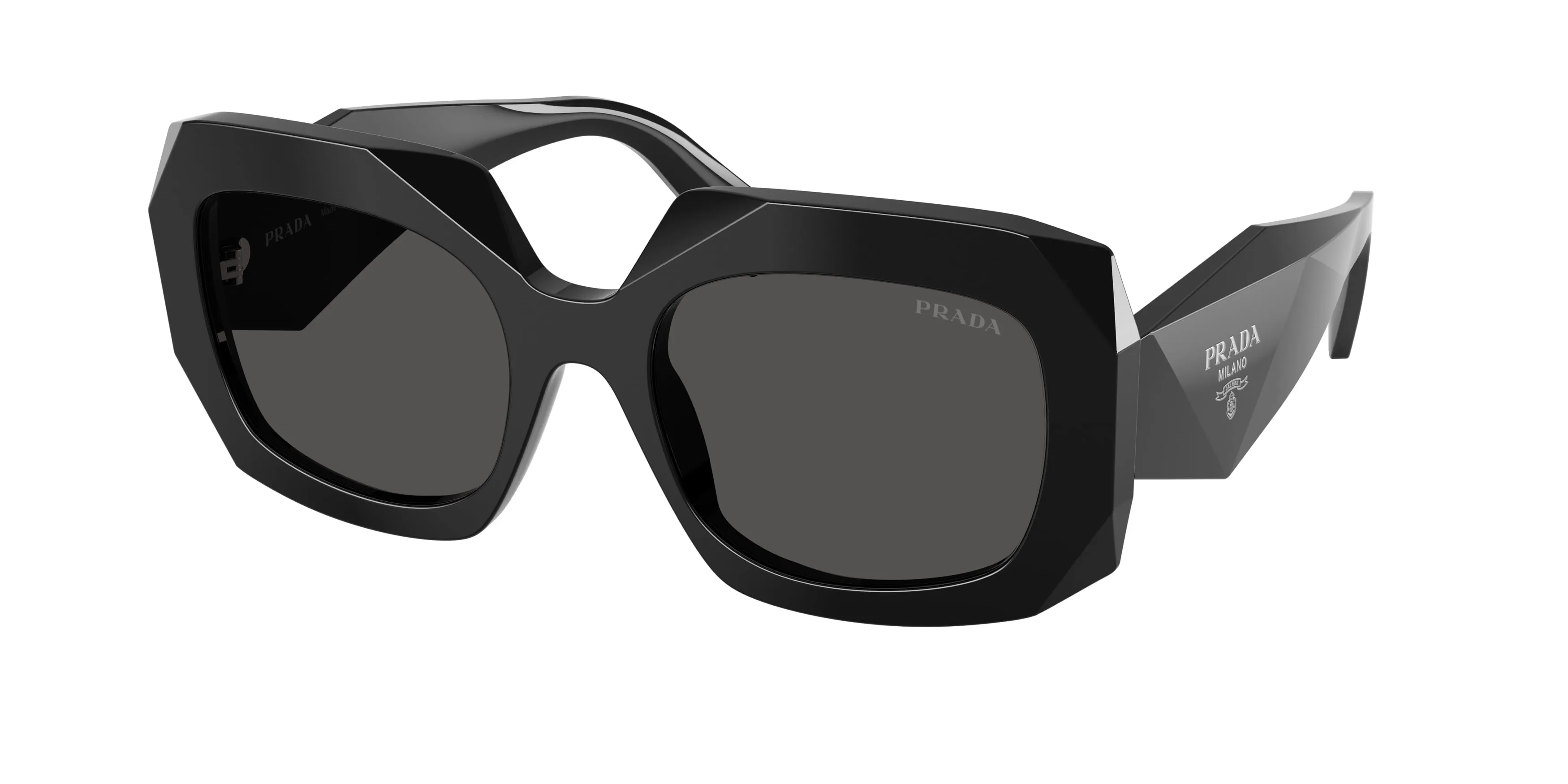 Prada PR B23S 16K08Z Occhiali da sole Acetato Nero Grigio Squadrata Normale - immagine 1