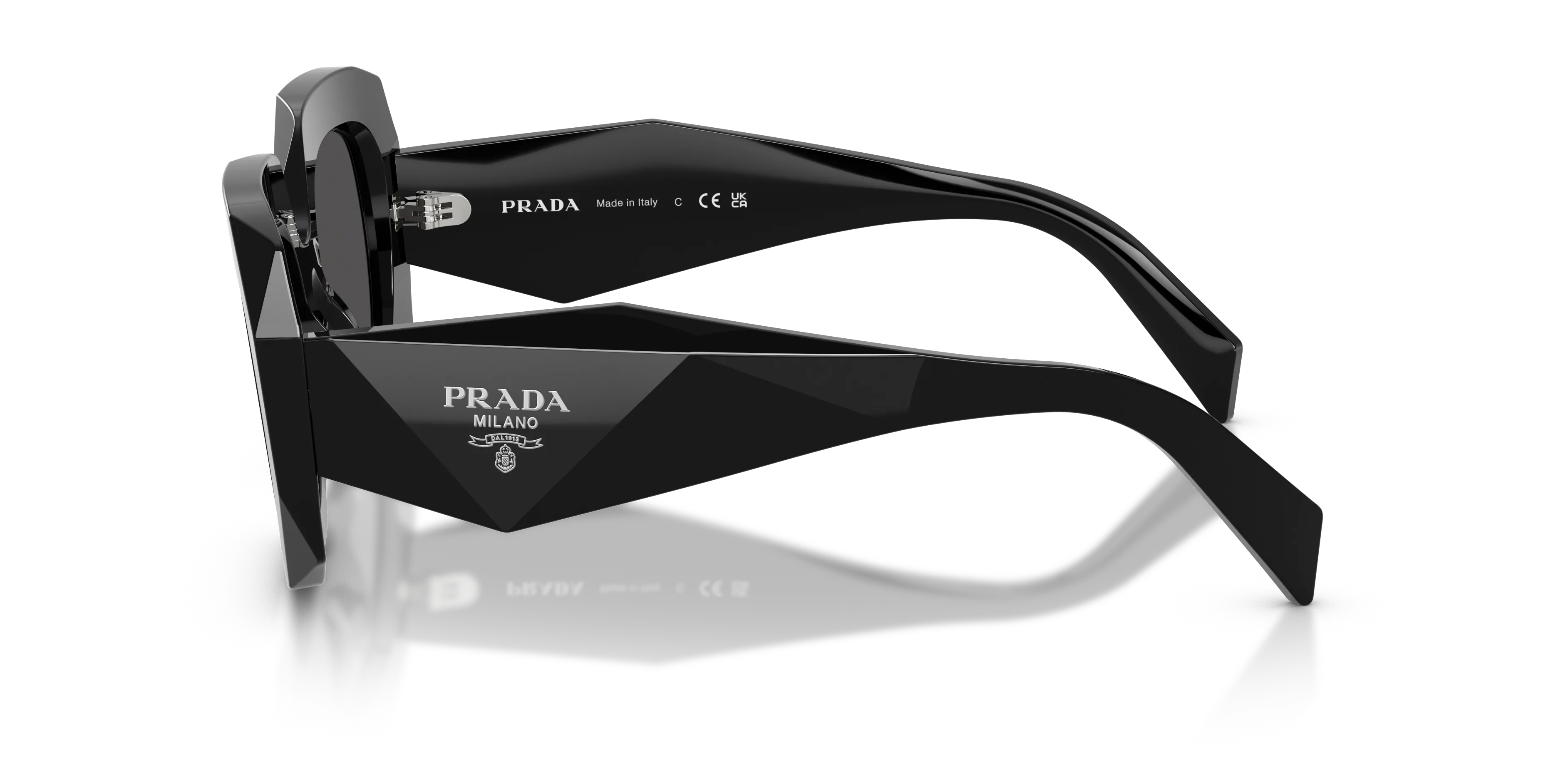 Prada PR B23S 16K08Z Occhiali da sole Acetato Nero Grigio Squadrata Normale - immagine 4