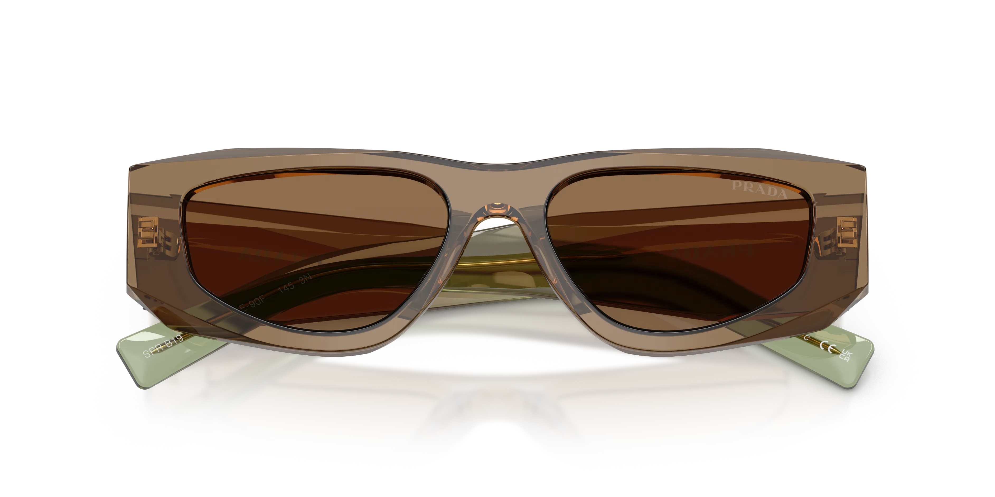 Prada PR B19S 29E90F Occhiali da sole Acetato Marrone Marrone Pillow Normale - immagine 2