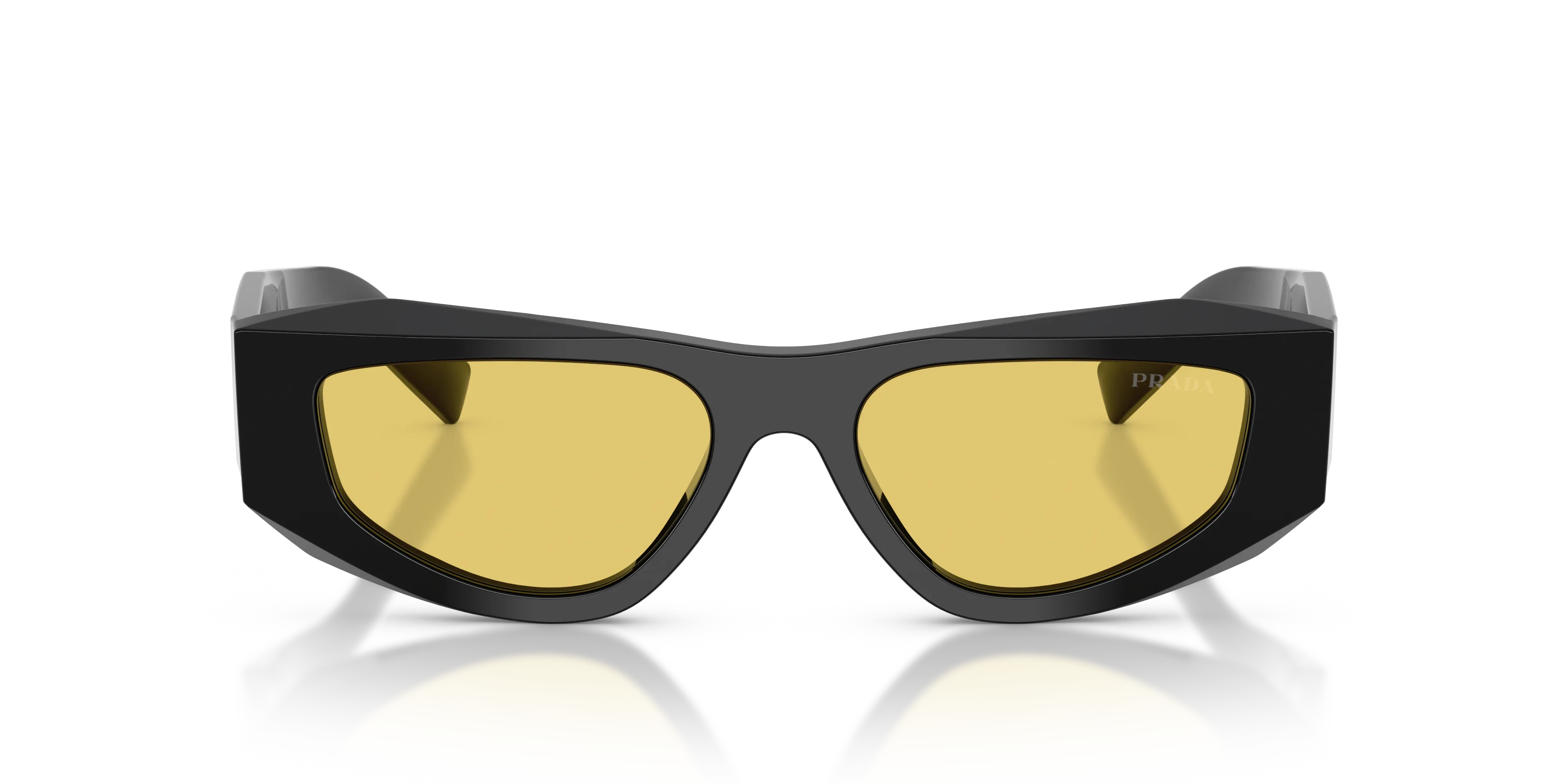 Prada PR B19S 16K455 Occhiali da sole Acetato Nero Giallo Pillow Normale - immagine 3