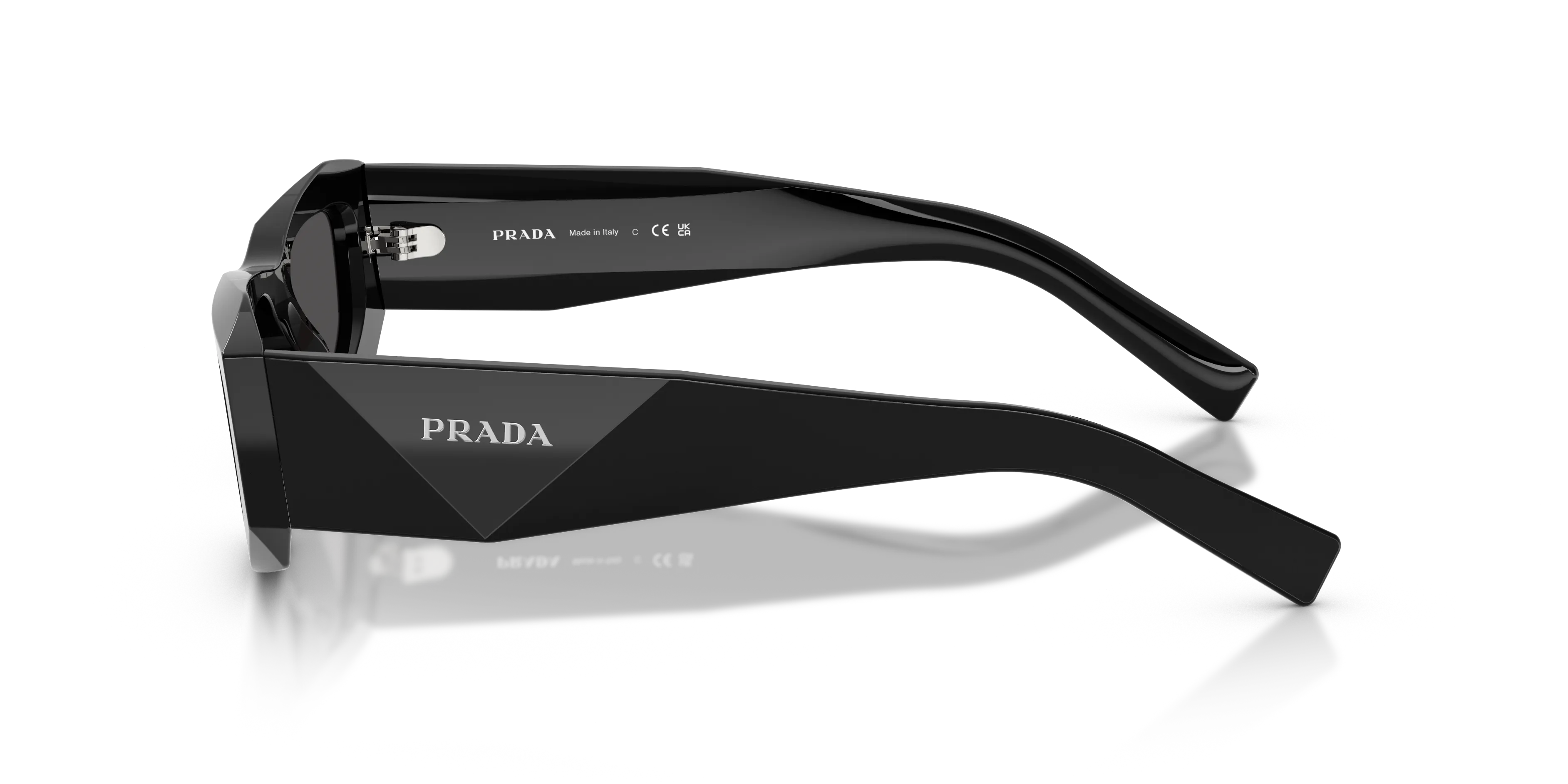 Prada PR B19S 16K08Z Occhiali da sole Acetato Nero Grigio Pillow Normale - immagine 4