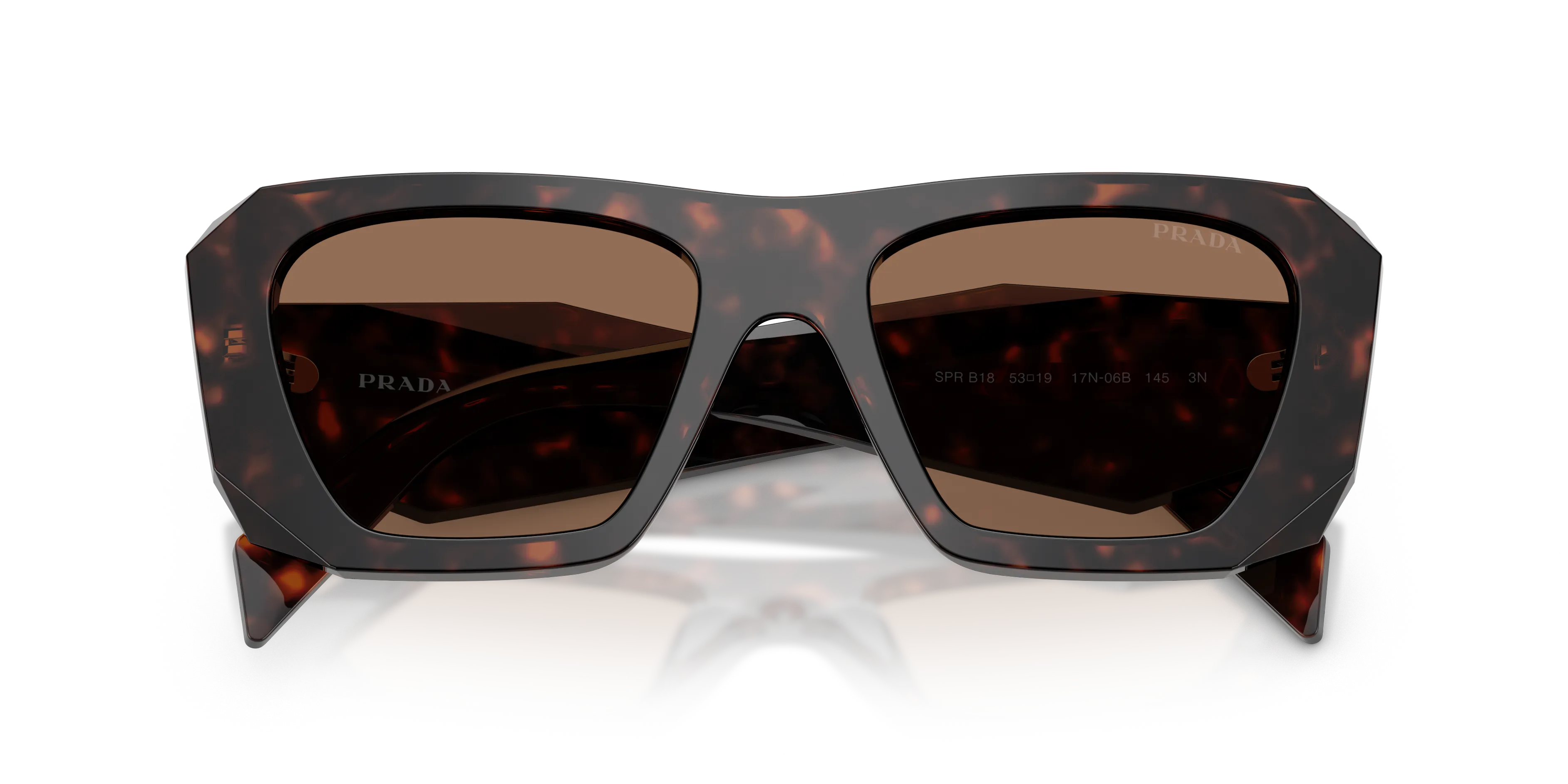 Prada PR B18S 17N06B Occhiali da sole Acetato Tartaruga Marrone Squadrata Normale - immagine 2