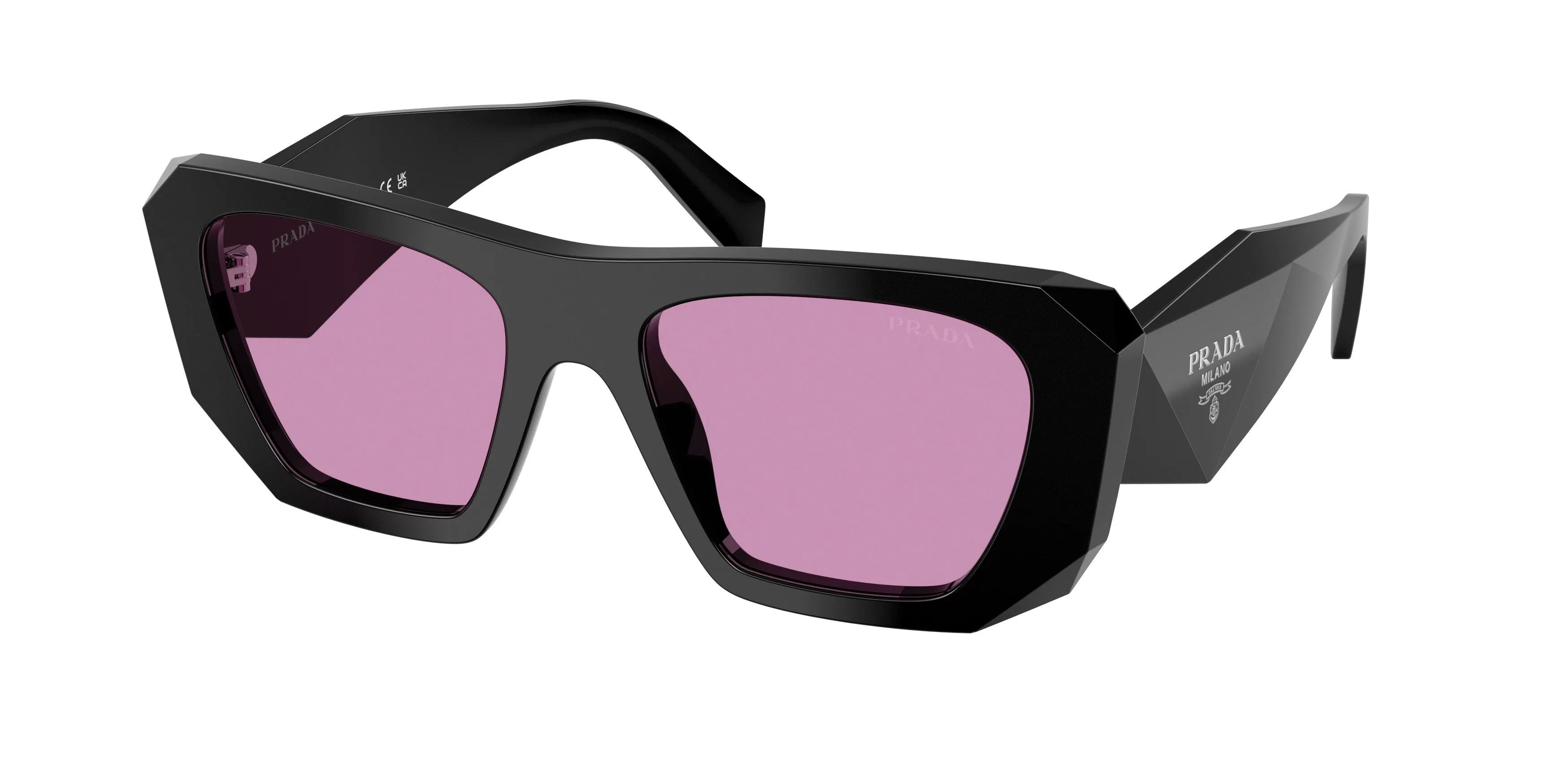 Prada PR B18S 16K30G Occhiali da sole Acetato Nero Viola Squadrata Normale - immagine 1