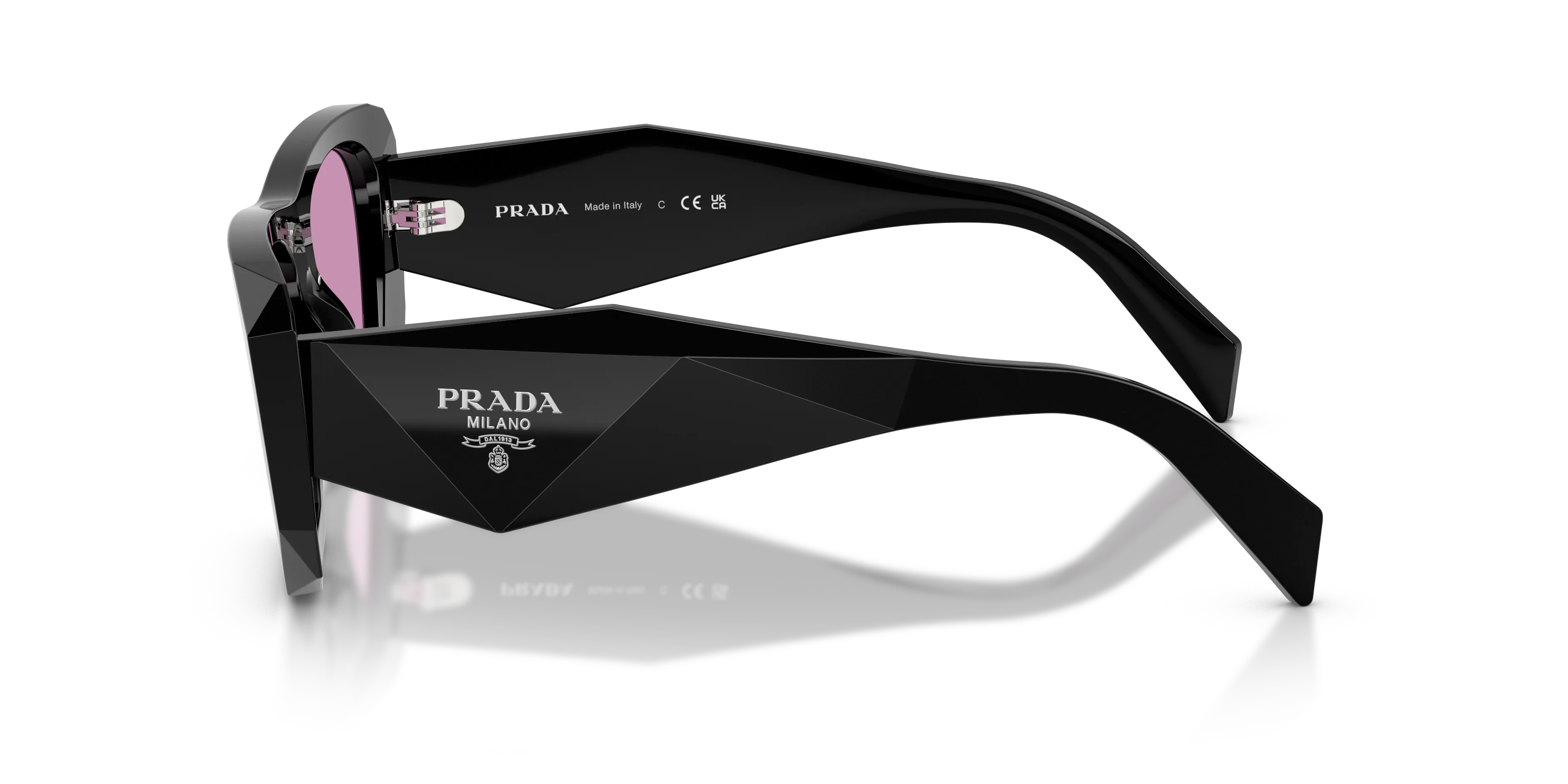 Prada PR B18S 16K30G Occhiali da sole Acetato Nero Viola Squadrata Normale - immagine 4