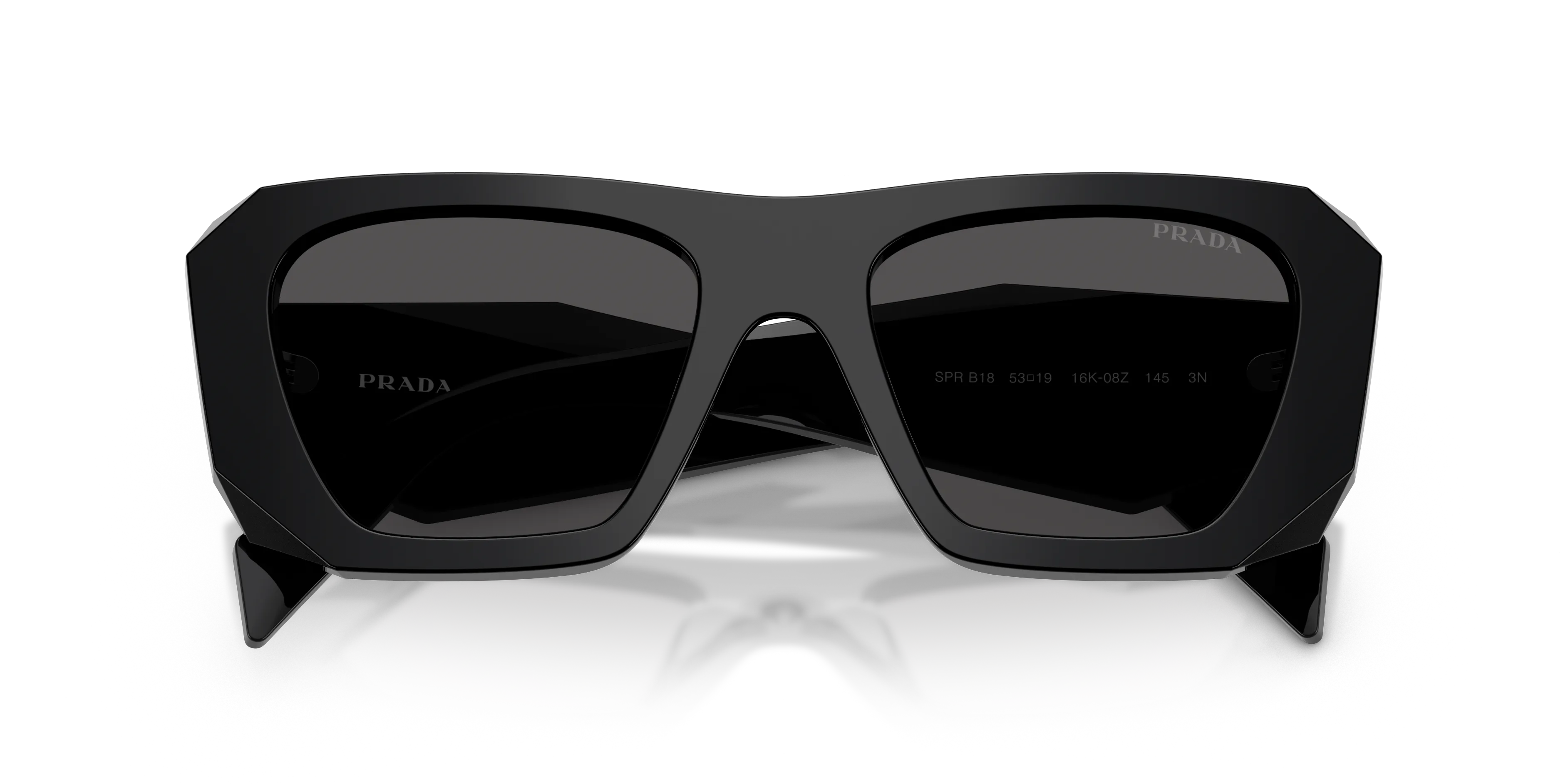 Prada PR B18S 16K08Z Occhiali da sole Acetato Nero Grigio Squadrata Normale - immagine 2