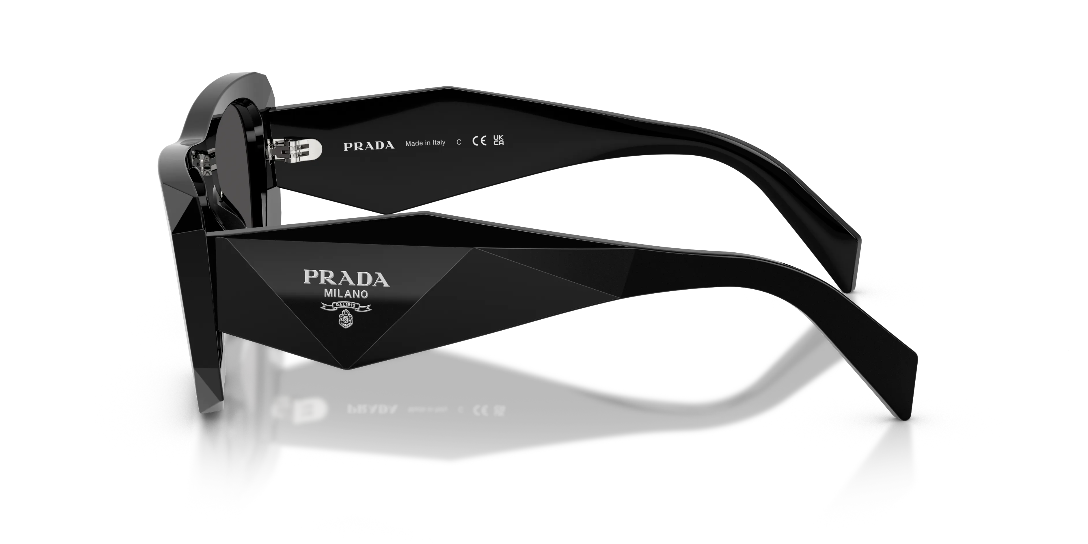 Prada PR B18S 16K08Z Occhiali da sole Acetato Nero Grigio Squadrata Normale - immagine 4